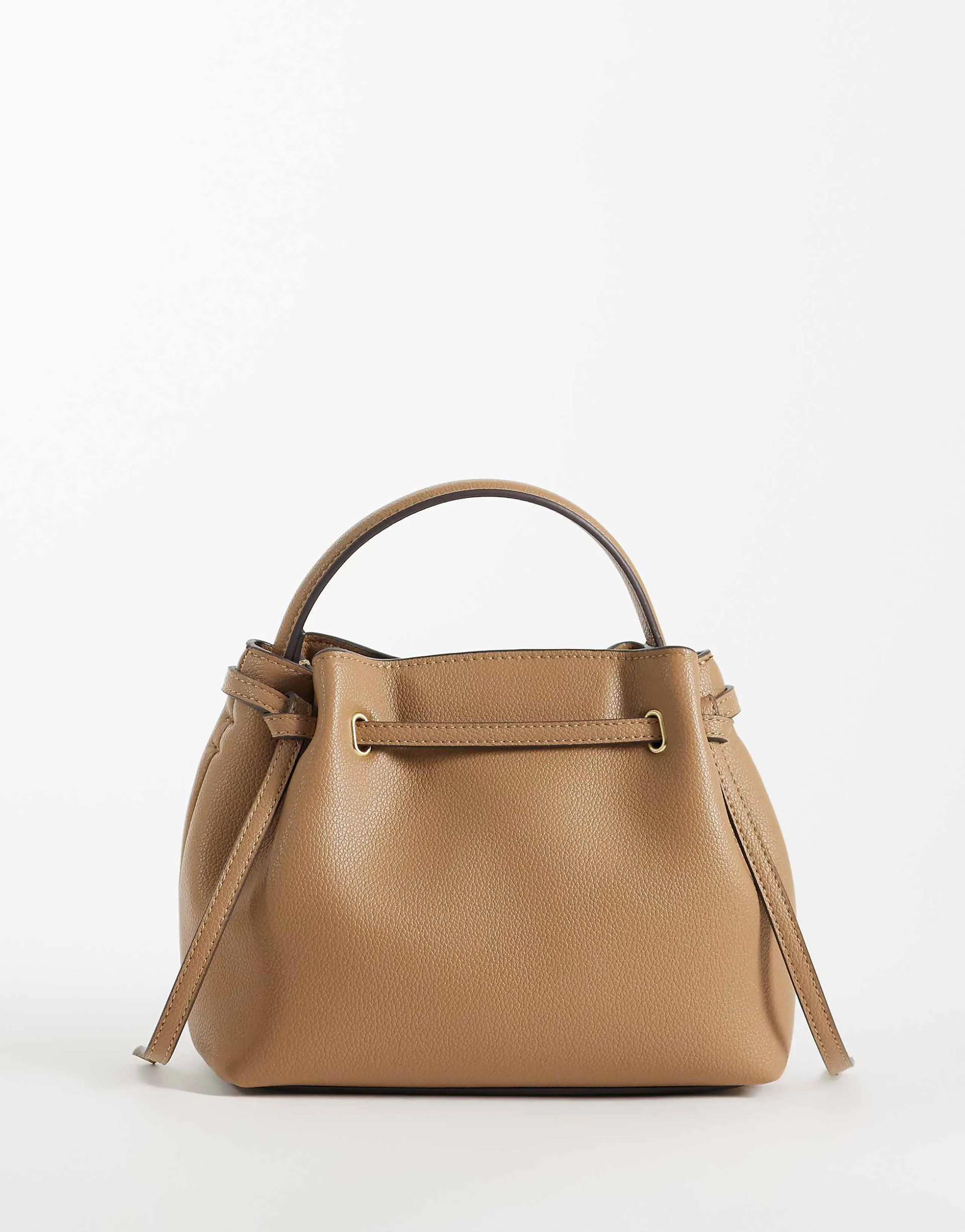 Mango faux leather slouch bucket bag in latte
