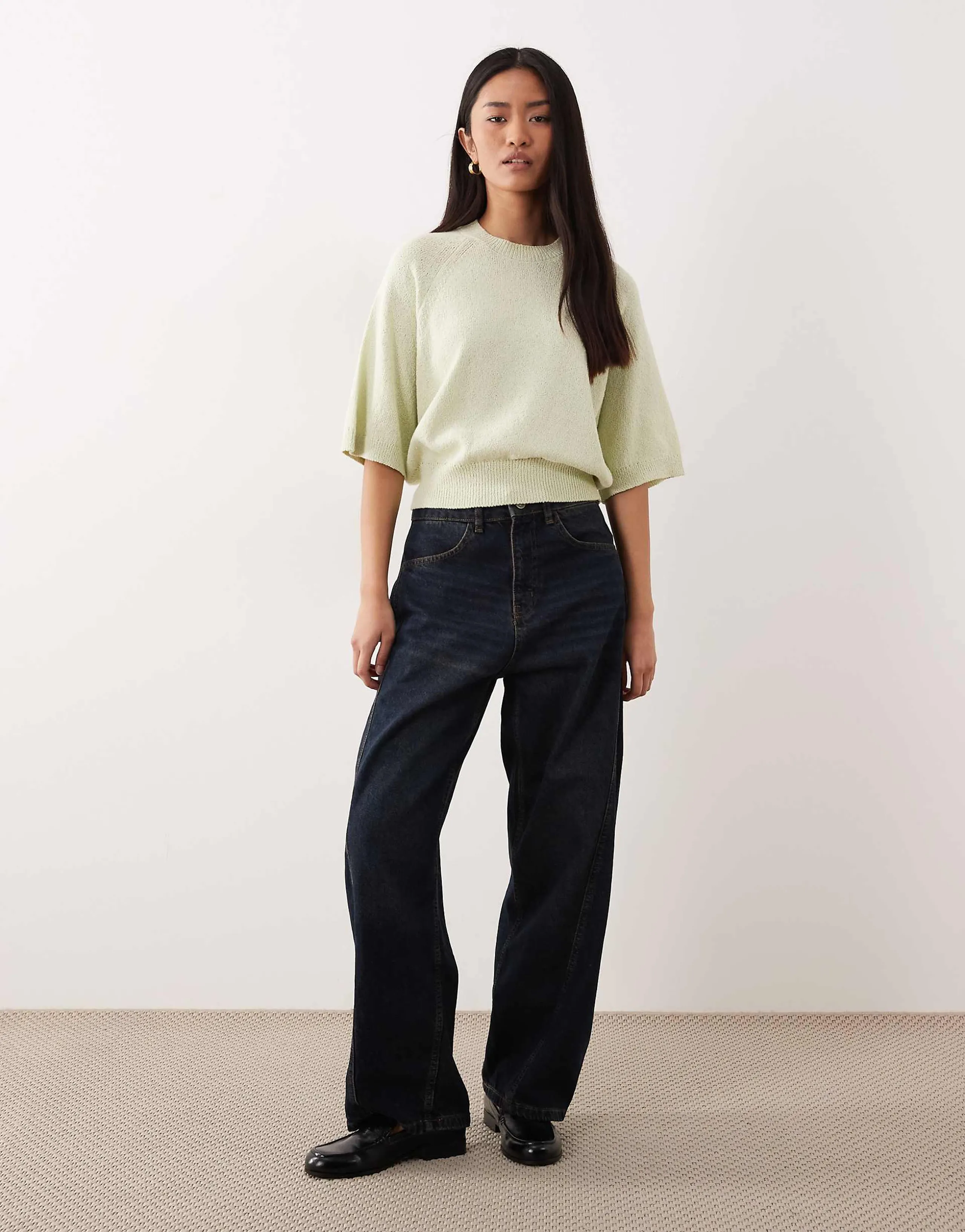 ASOS DESIGN crew neck slouchy drop sleeve T-shirt in green