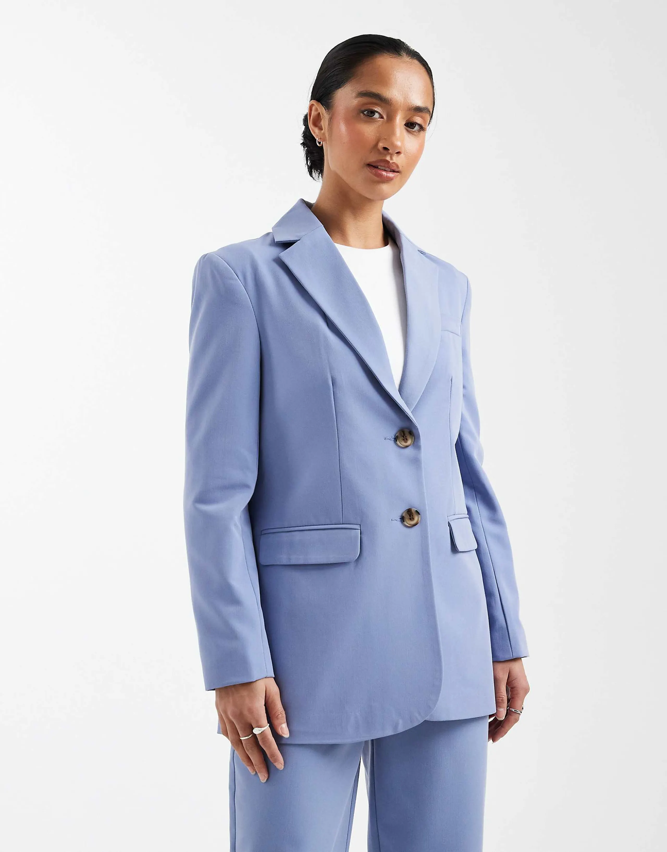 Miss Selfridge Petite oversized blazer in powder blue