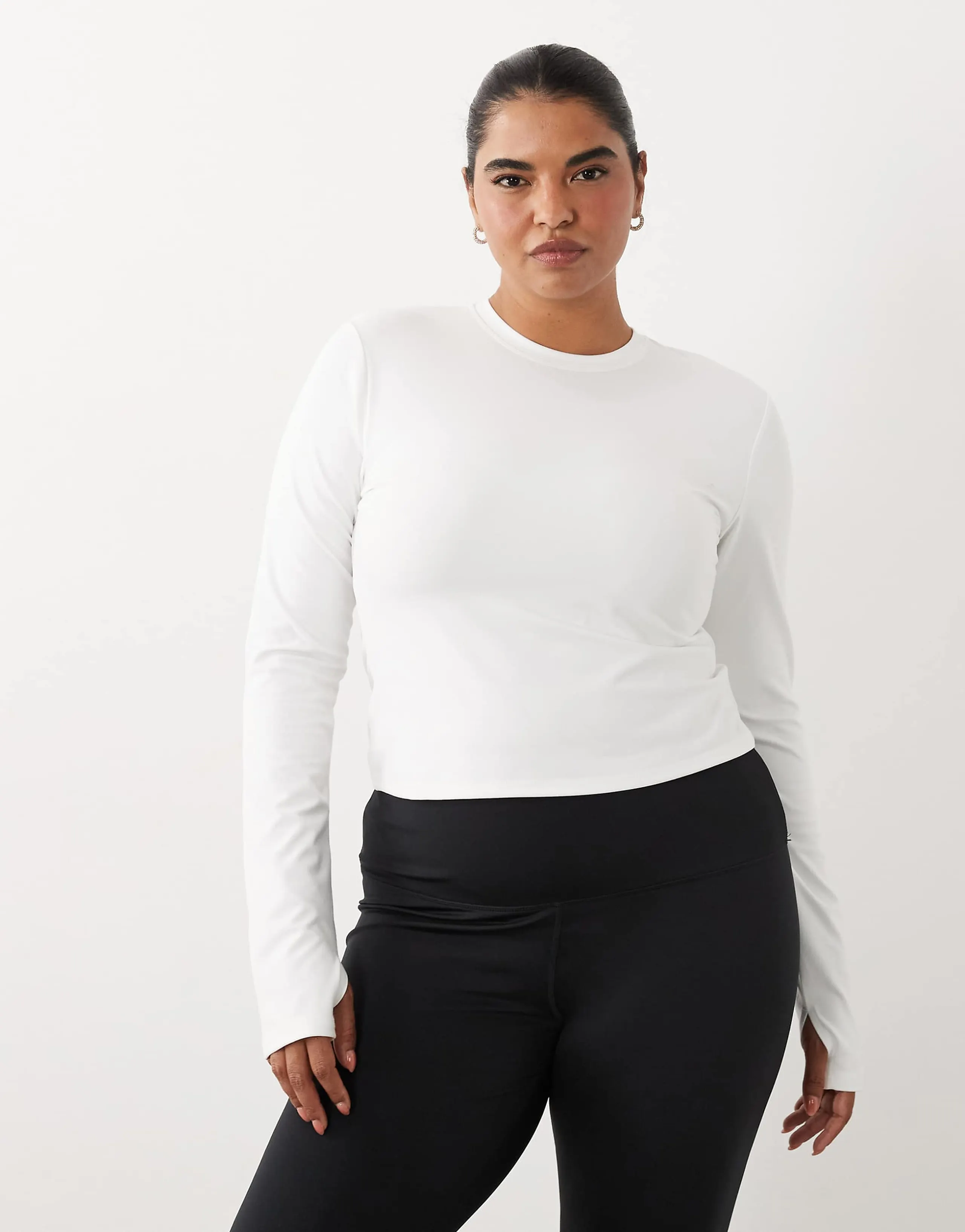 4505 Curve Icon soft touch studio long sleeve baby t-shirt in white