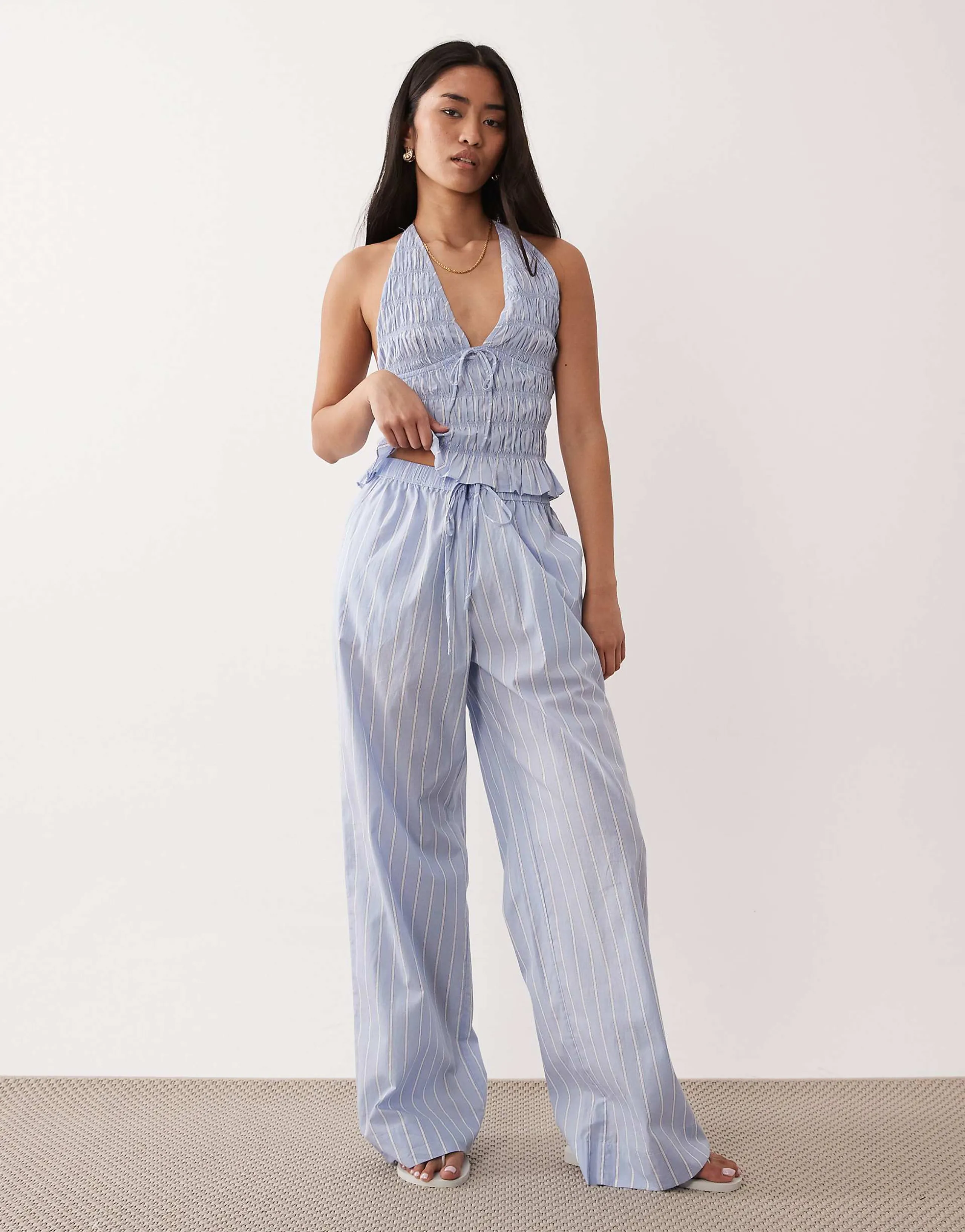 NIA Khonny wide leg pants in blue stripes