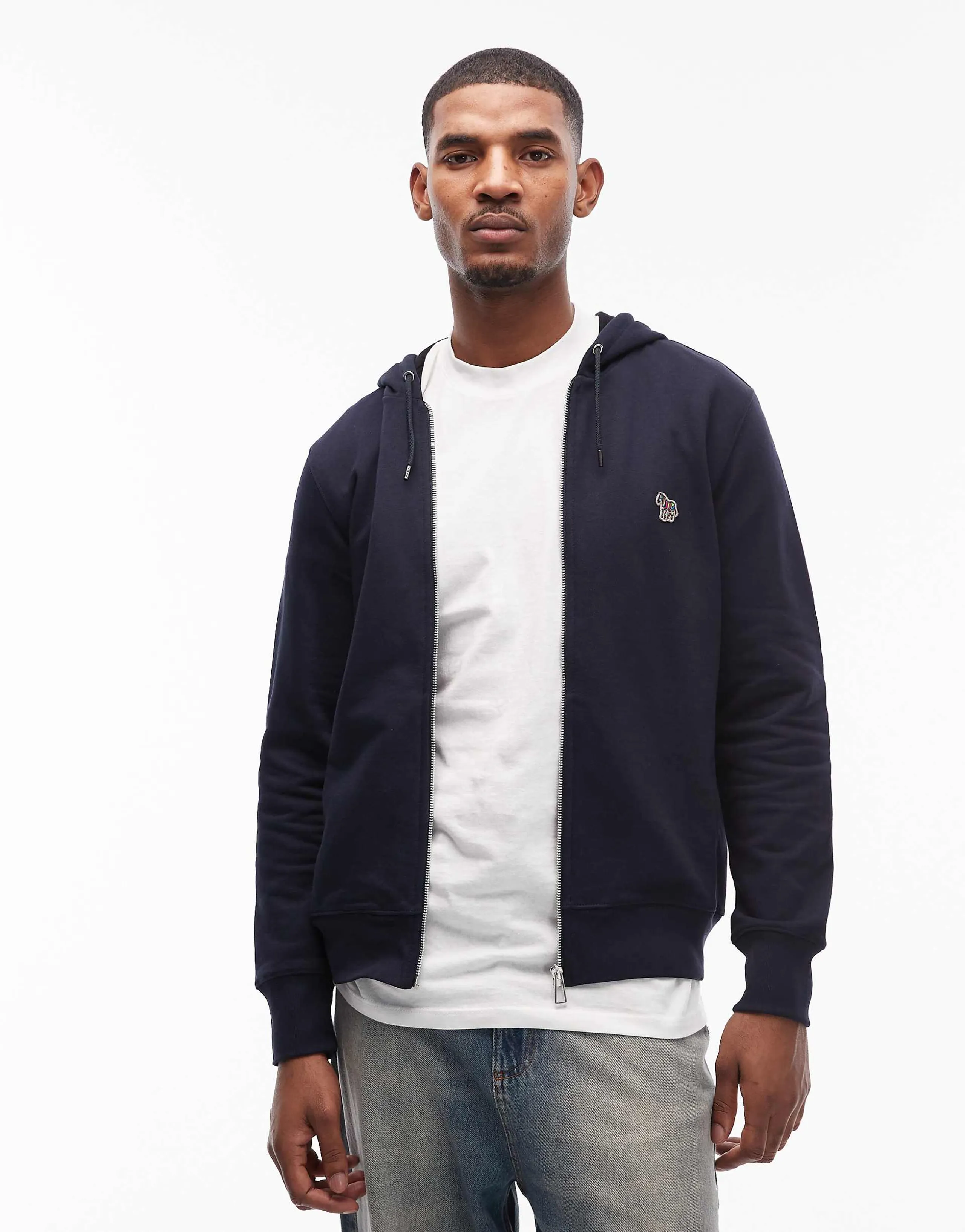 PS Paul Smith zebra logo zip up hoodie in navy