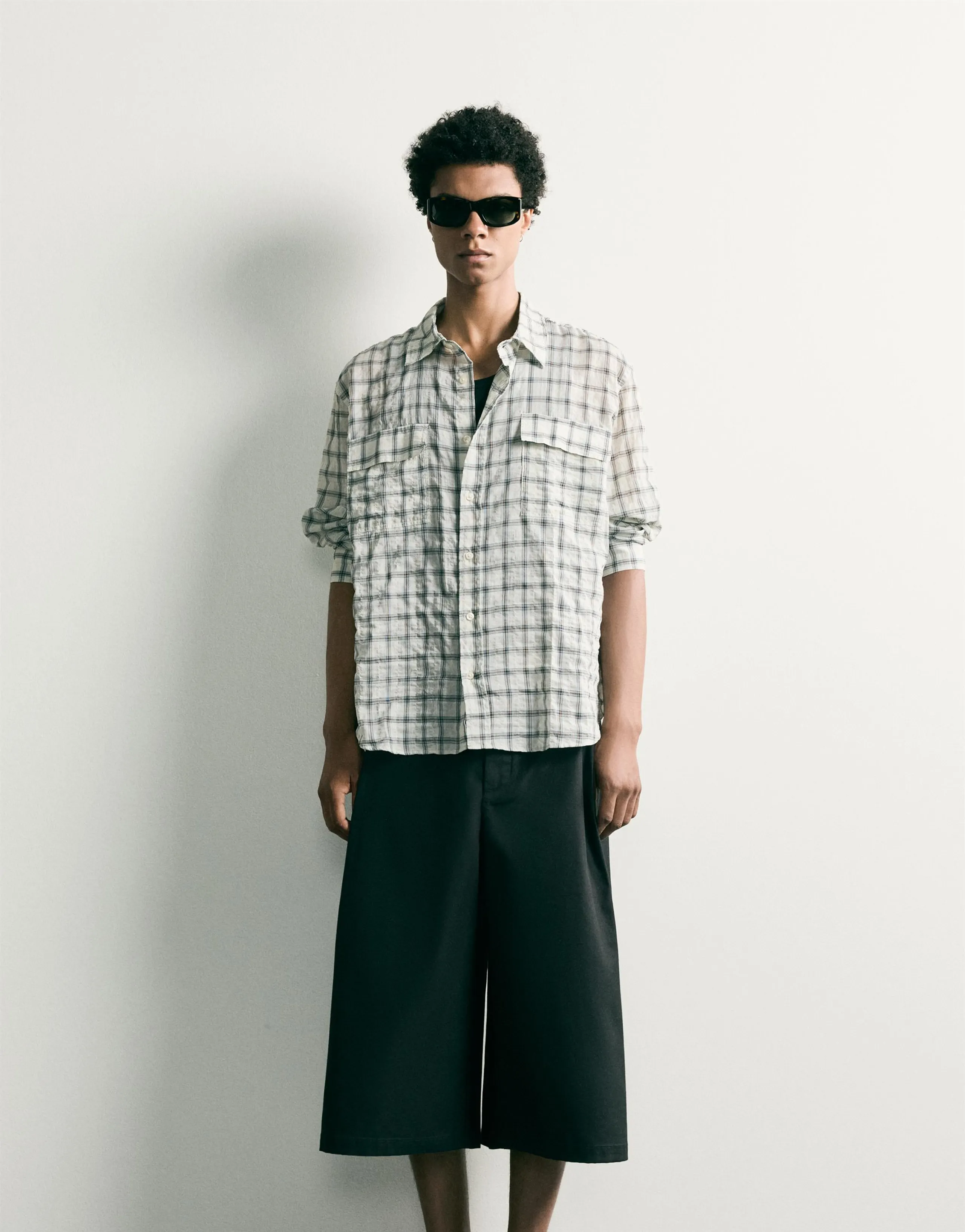 TEXTURED CHECK RELAXED FIT SHIRT