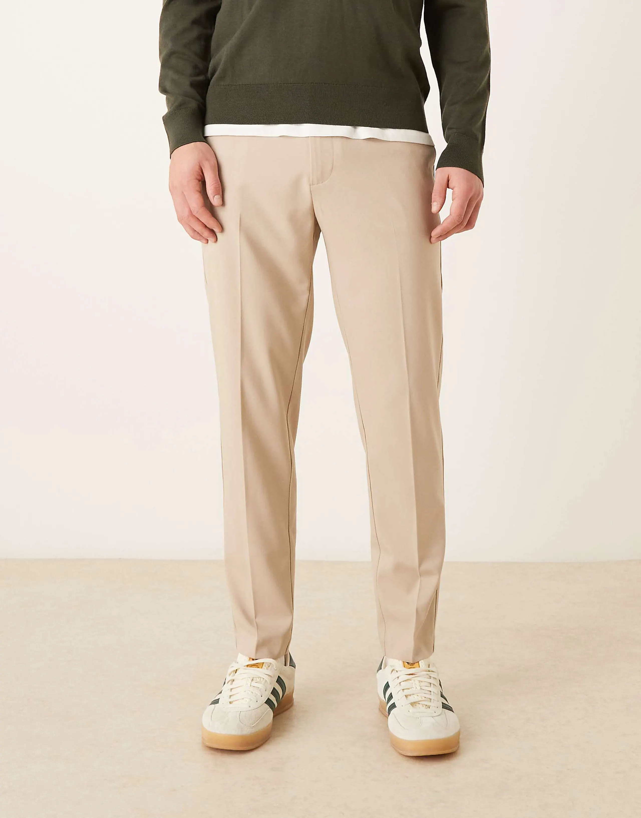 ASOS DESIGN tailored tapered pants in stone