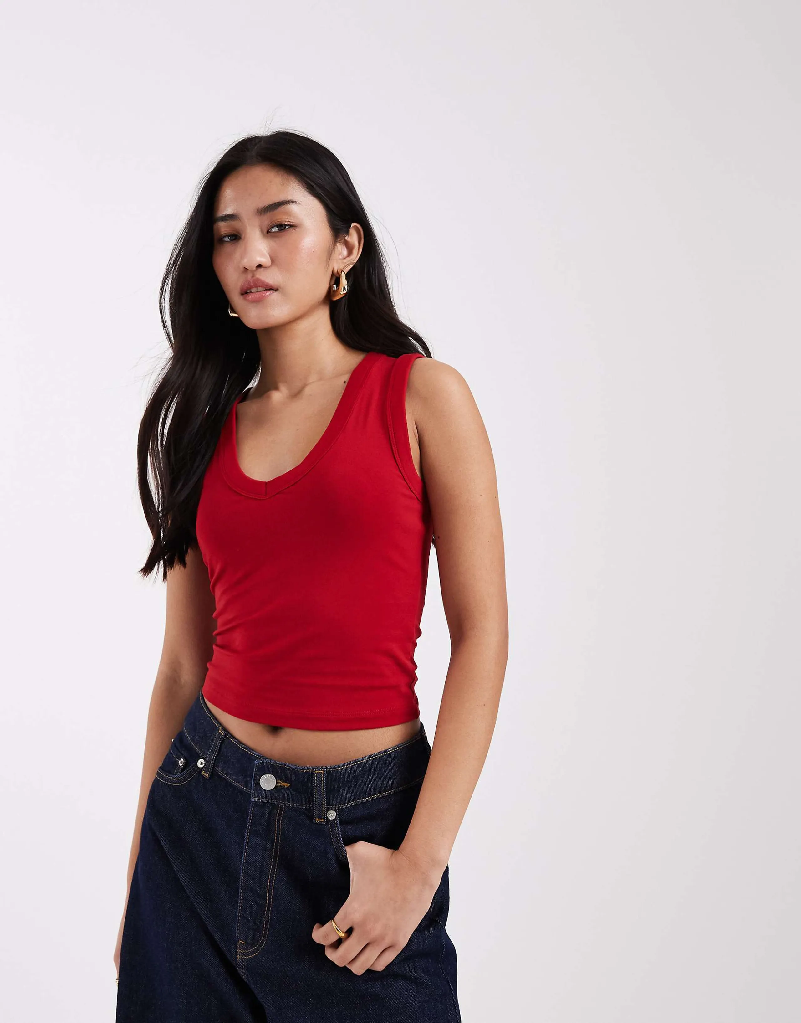JJXX v-neck tank top in red