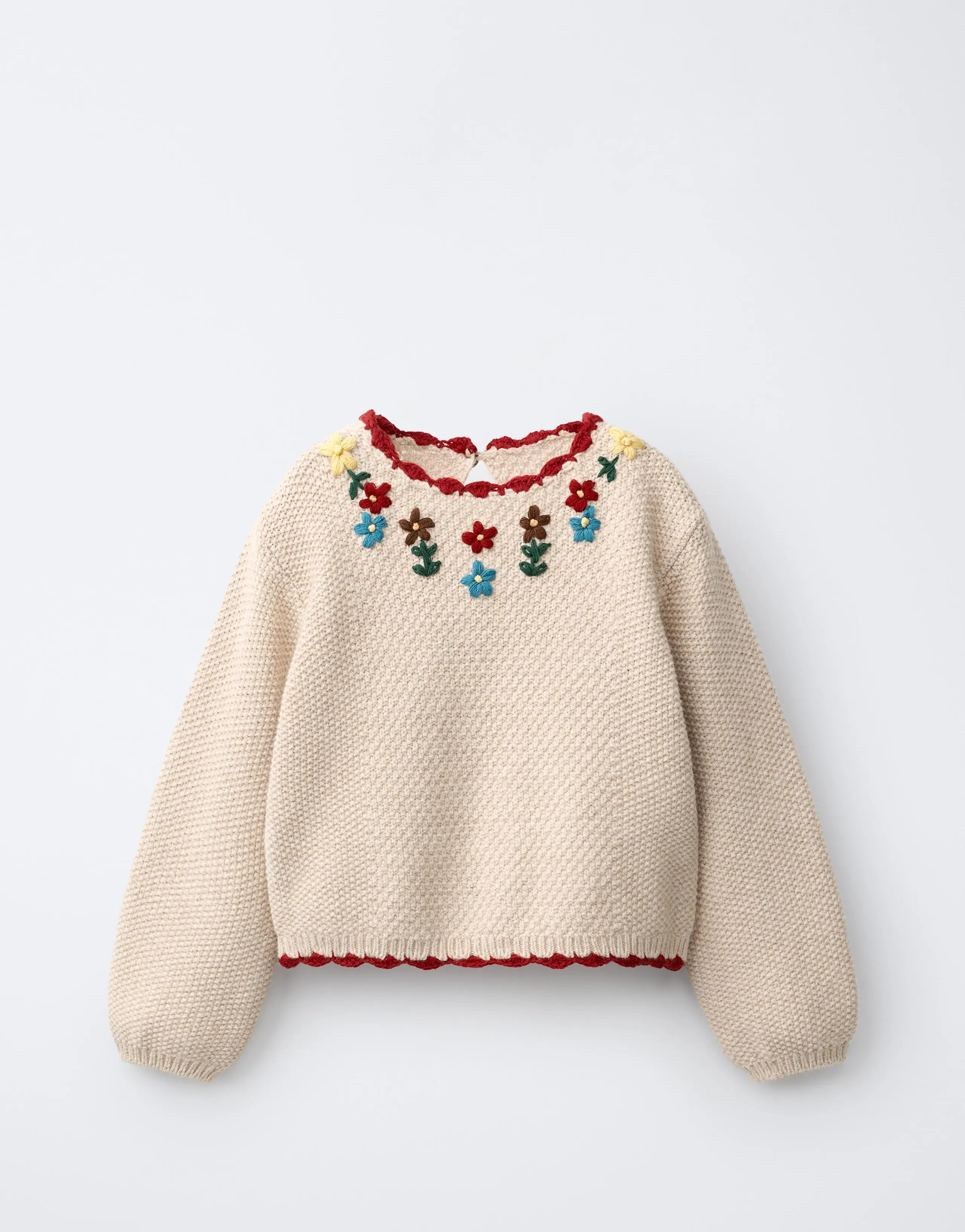 EMBROIDERED FLORAL KNIT JUMPER