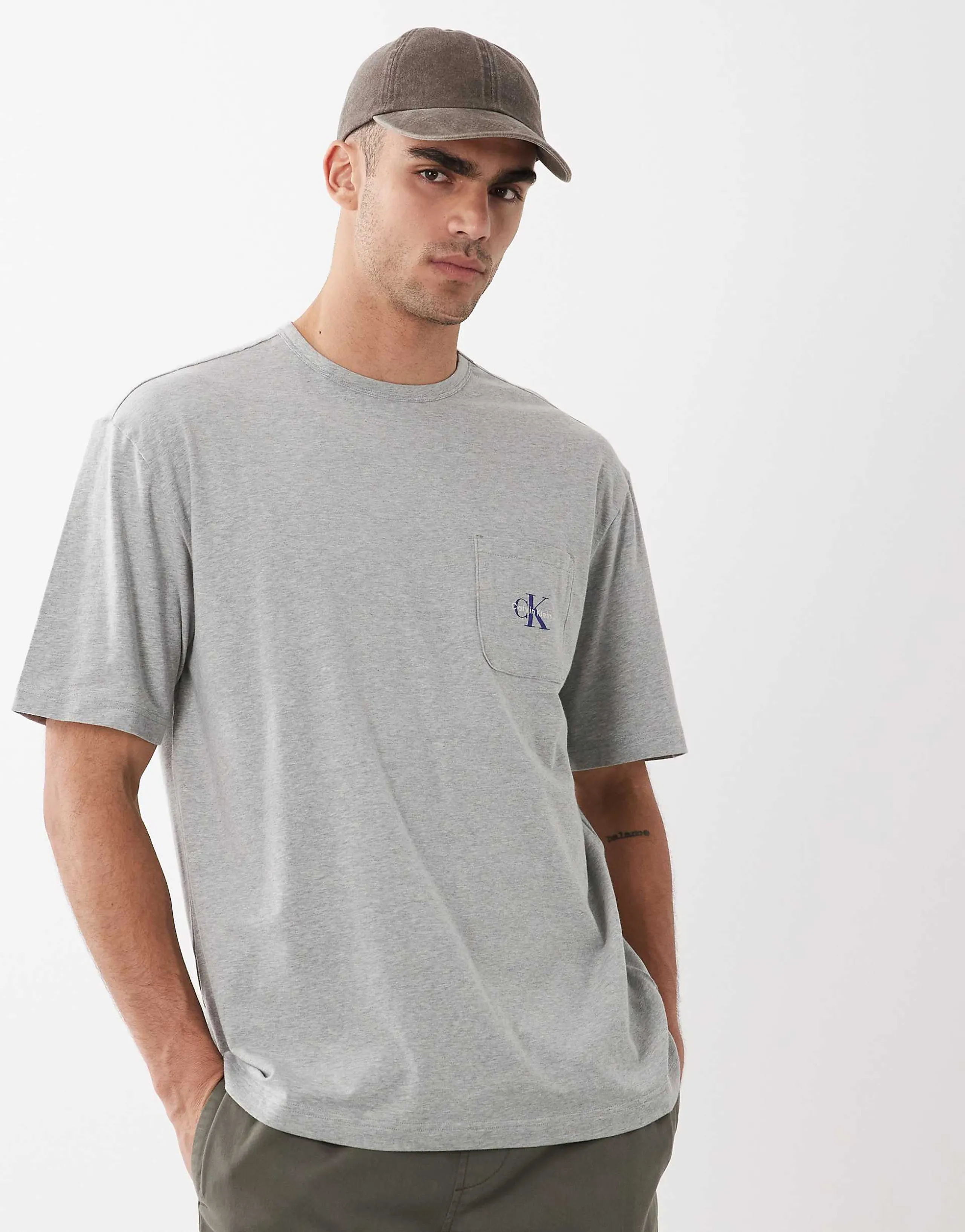 Calvin Klein Icon Cotton Stretch loungewear T-shirt in gray