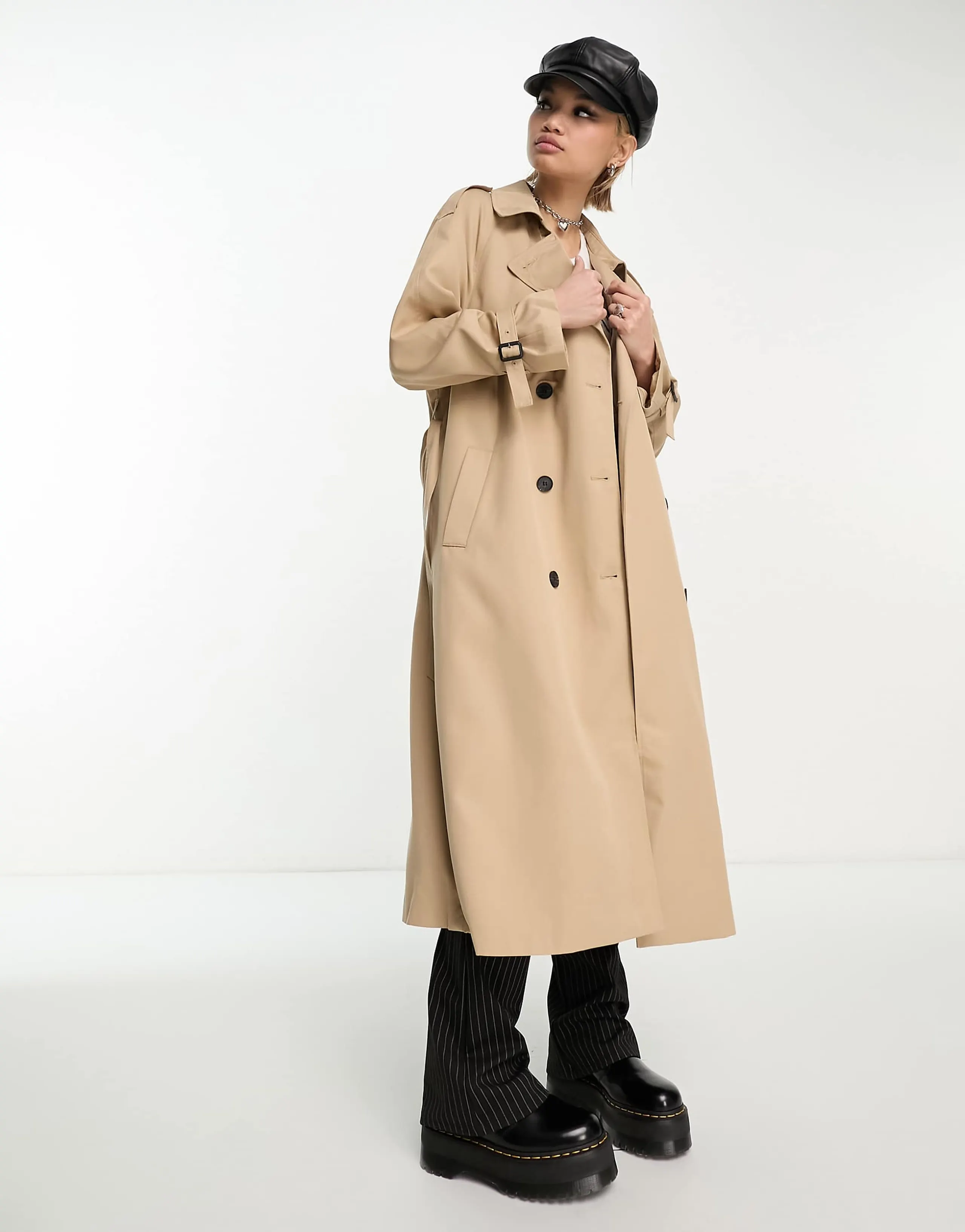 Only double breasted trench coat in camel 