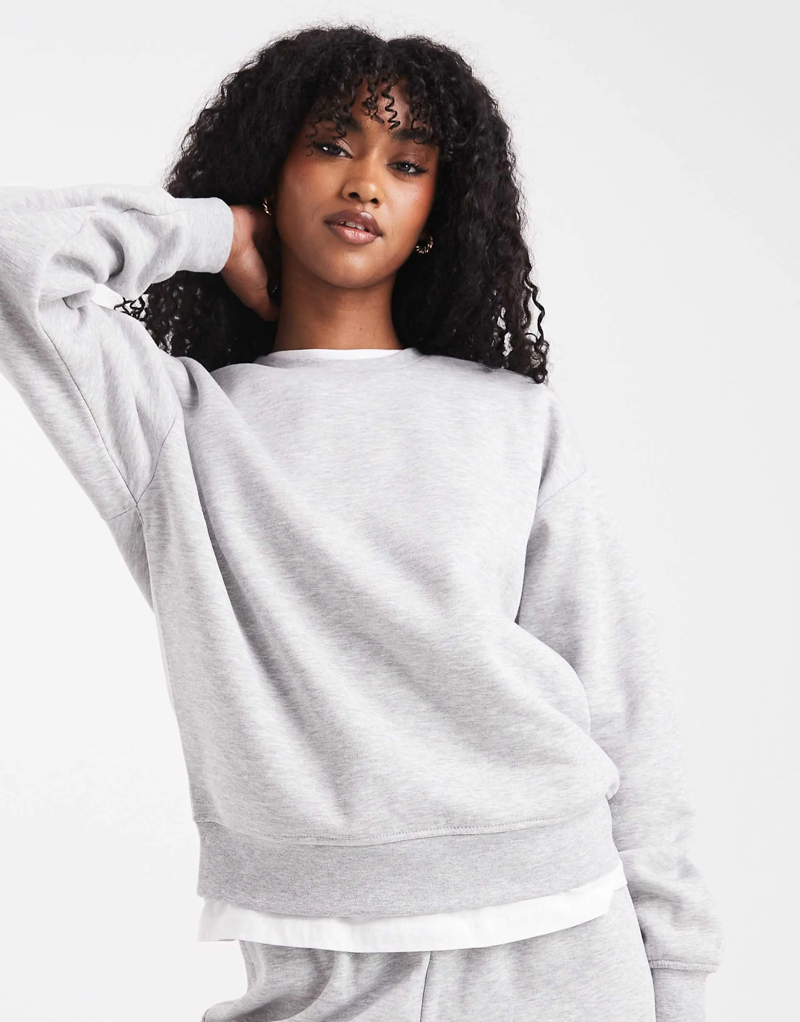 Pieces oversized sweatshirt in light heather gray - part of a set