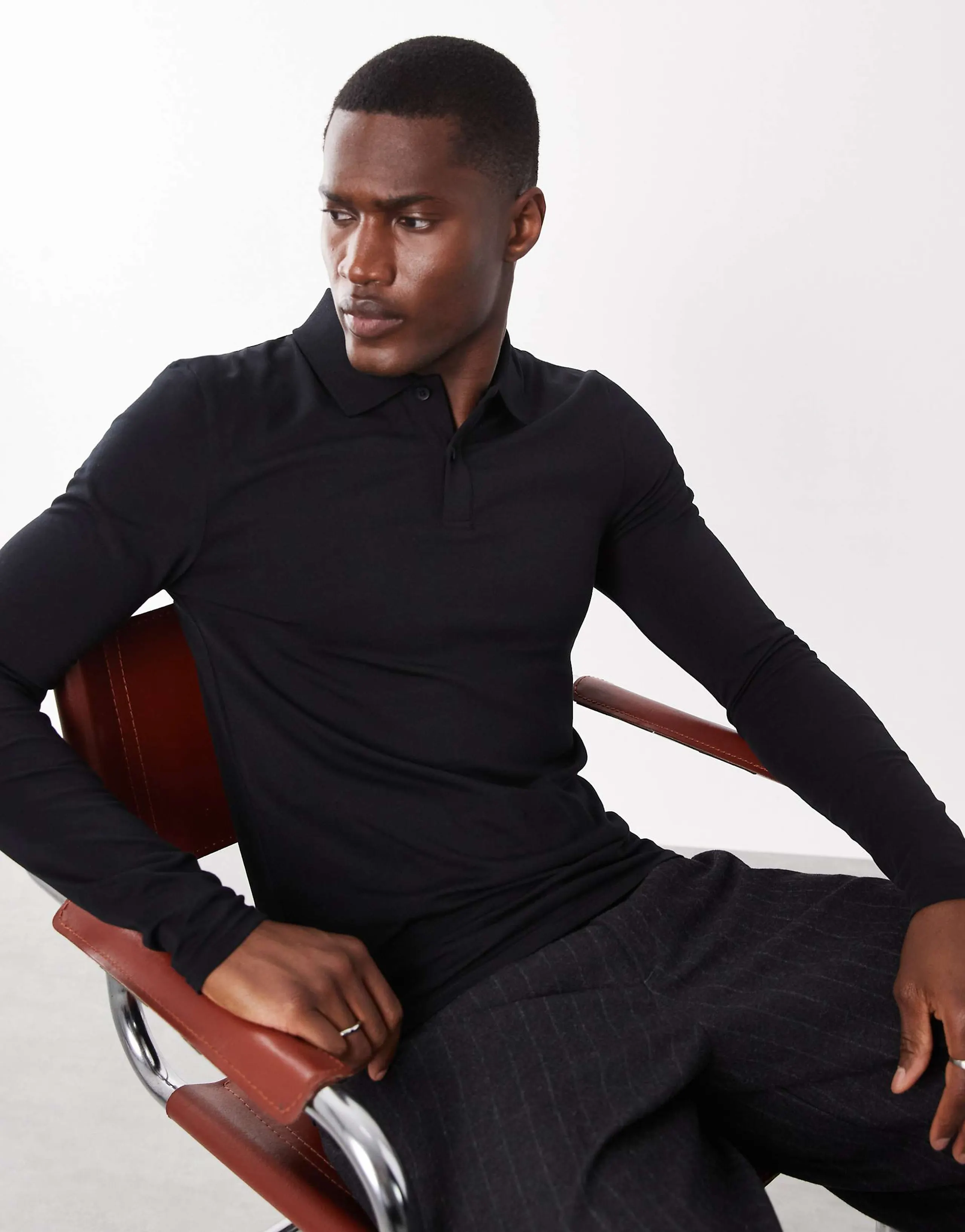 ASOS DESIGN Essentials muscle polo in black
