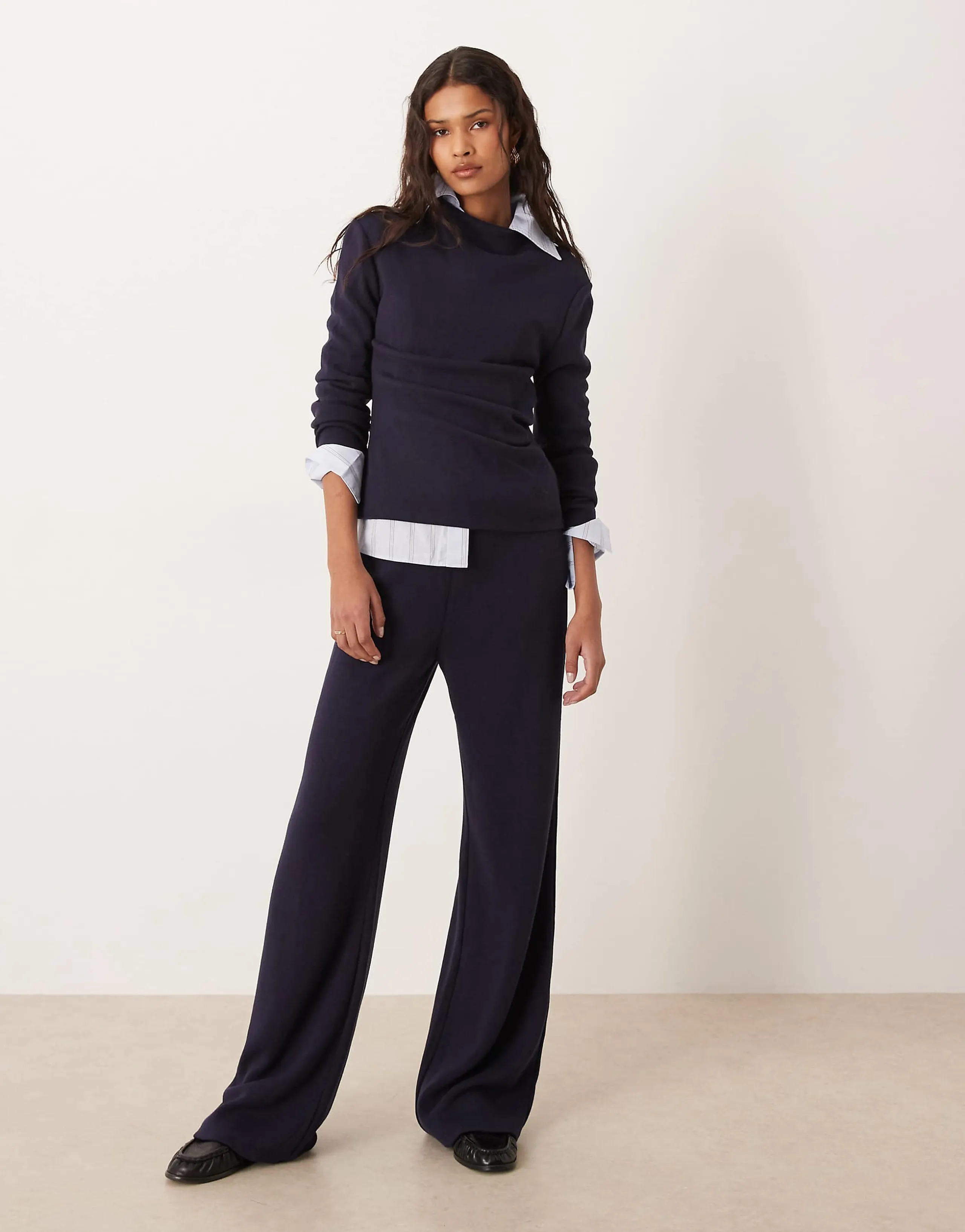 Mango Canela knit pants in navy - part of a set