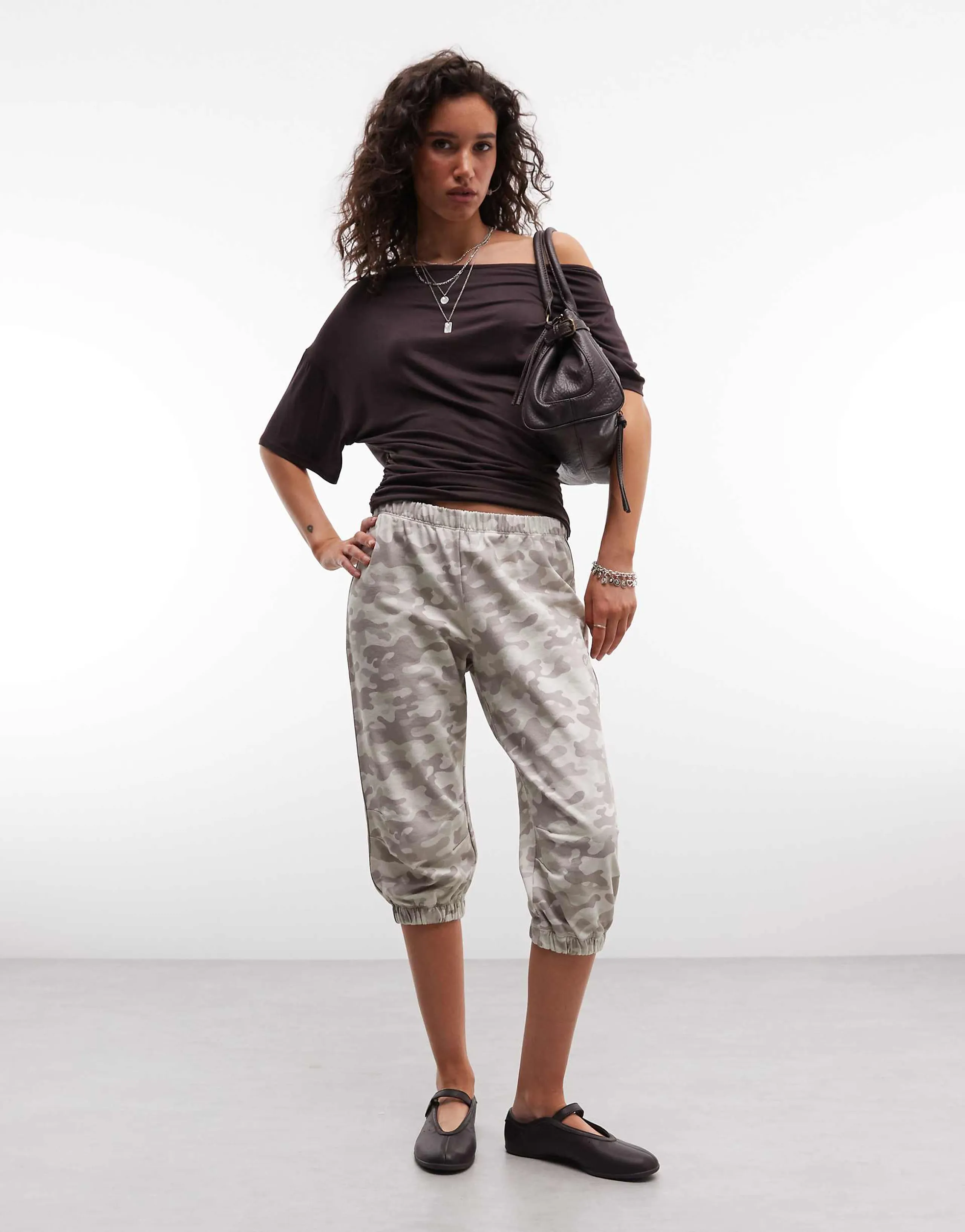 COLLUSION cuffed capri sweatpants in camo