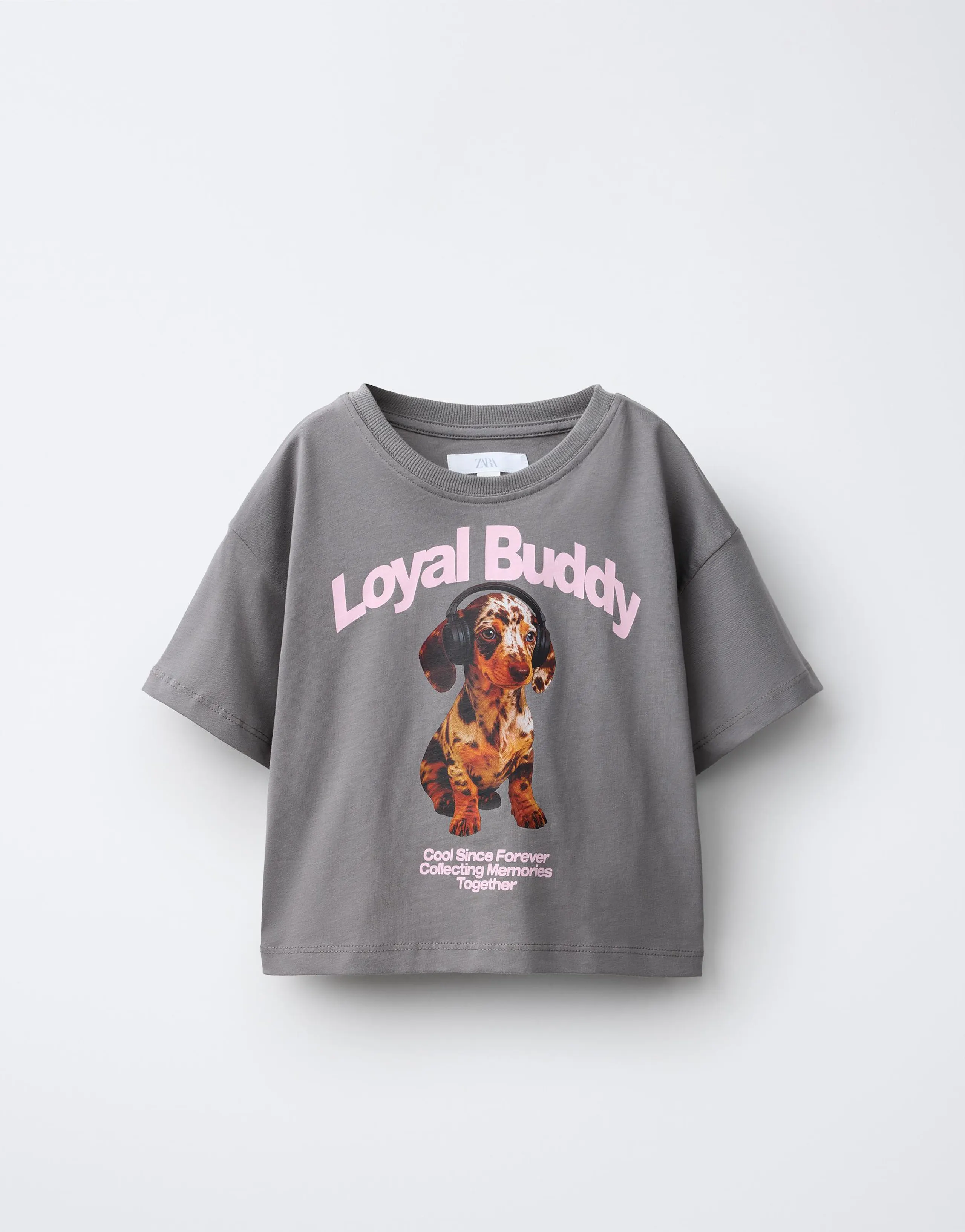 DOG AND TEXT PRINT T-SHIRT