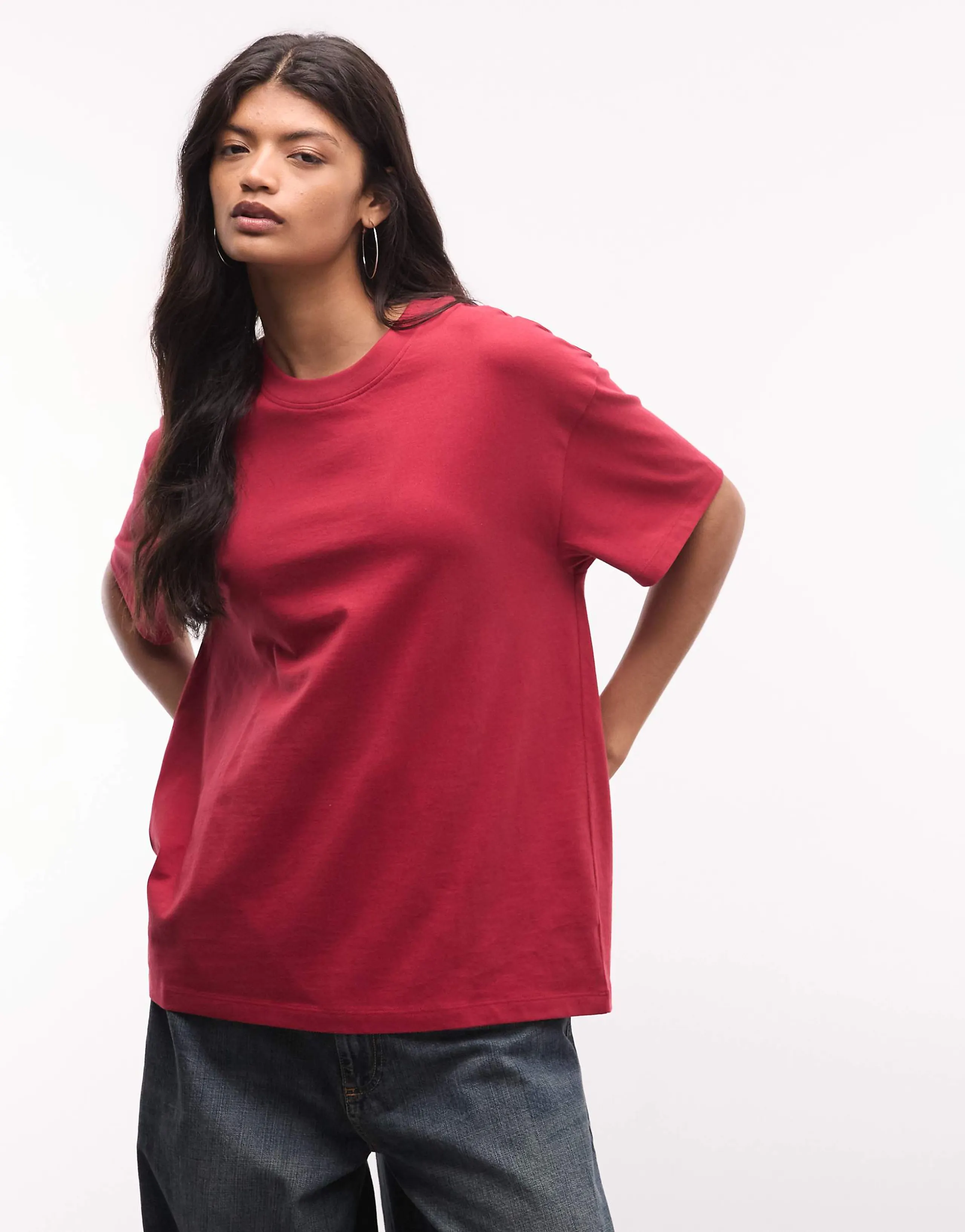 ASOS DESIGN oversized T-shirt in burgundy