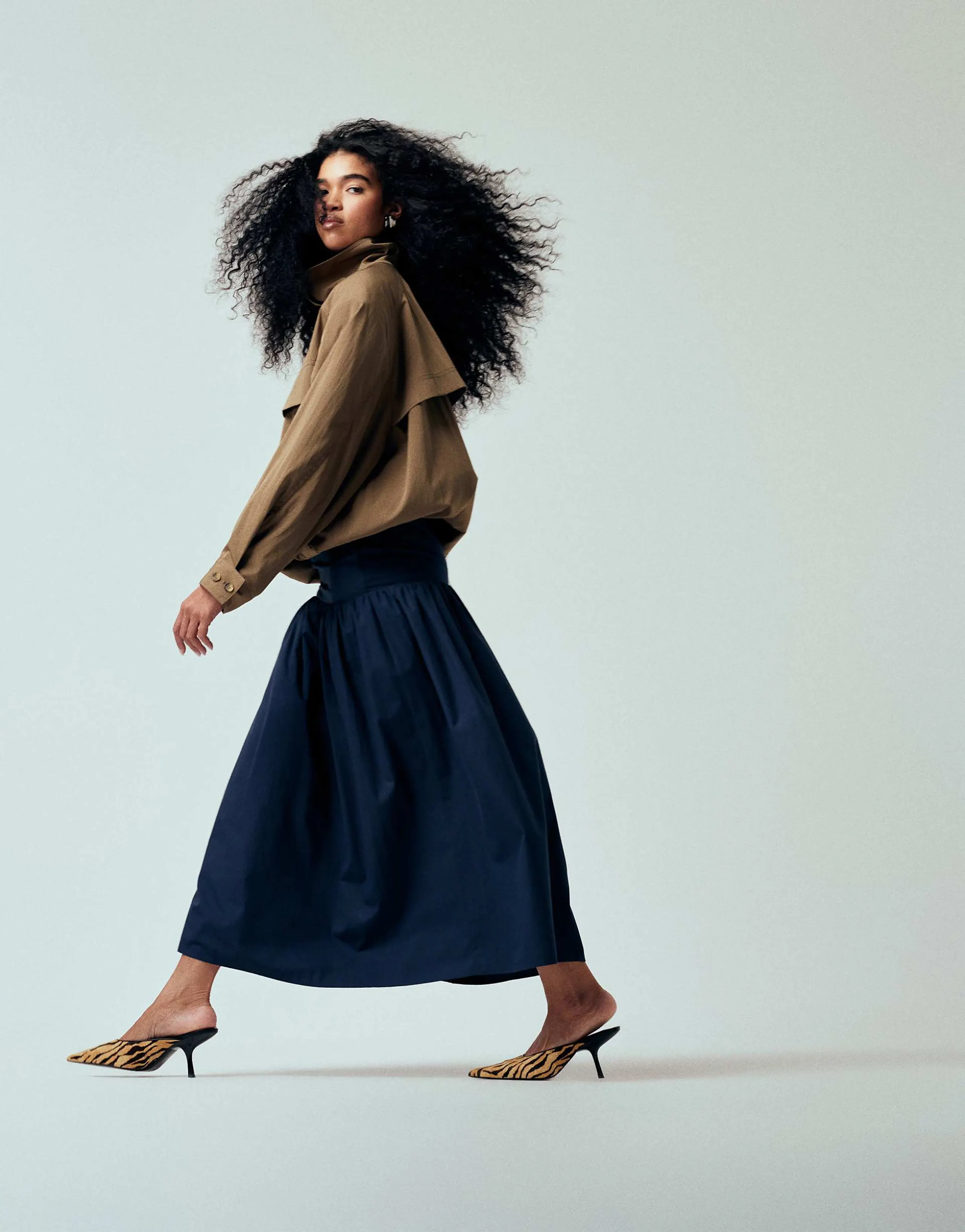 ASOS DESIGN iconic dropped waist bubble hem maxi skirt in navy