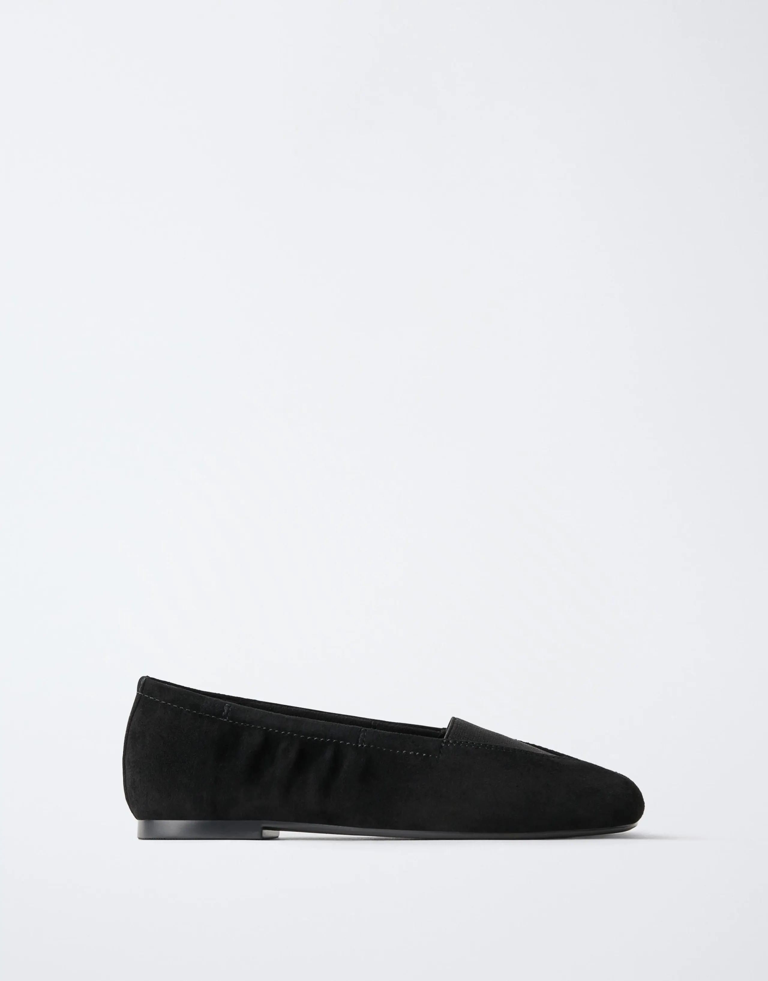 RUCHED LEATHER BALLET PUMPS