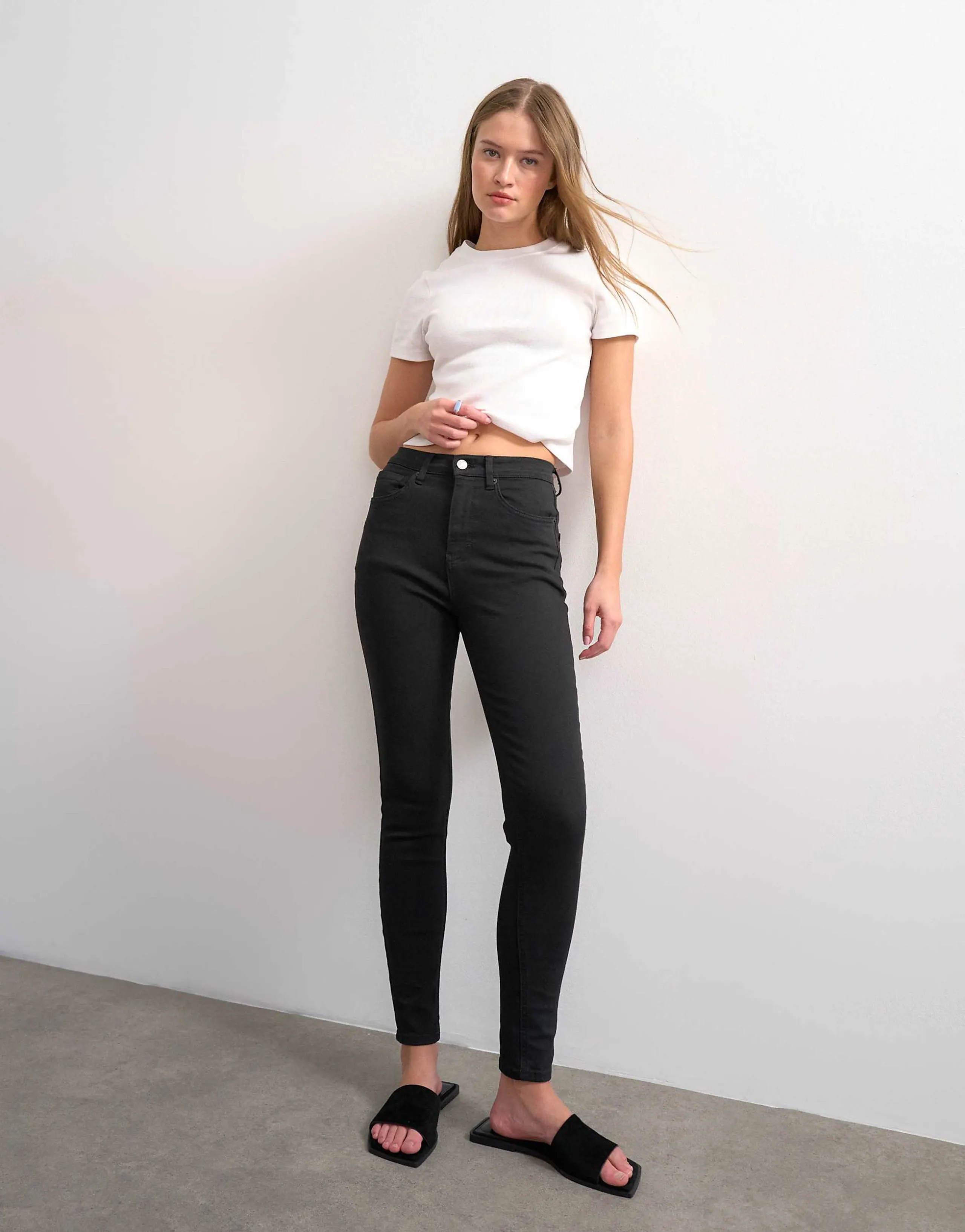 Topshop Jamie skinny high rise jeans in black