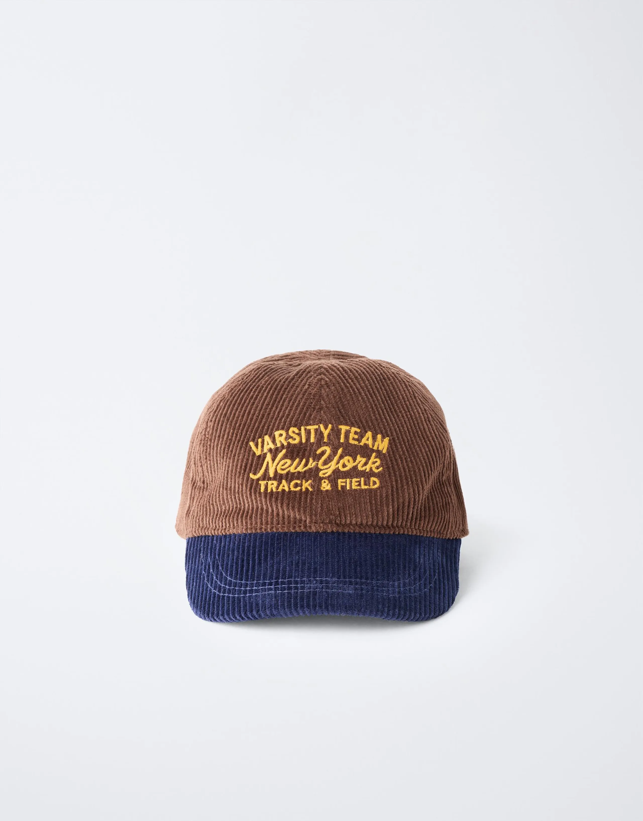 CORDUROY CAP WITH EMBROIDERED TEXT