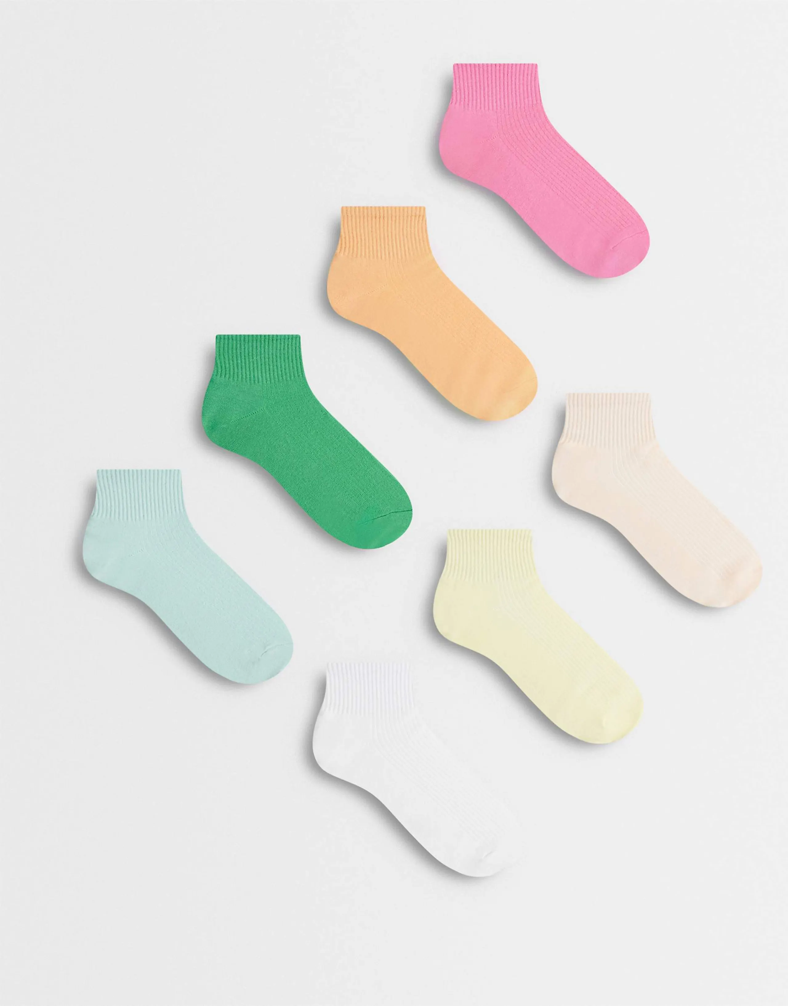 Lindex 7 pack ribbed high ankle socks in multi colors