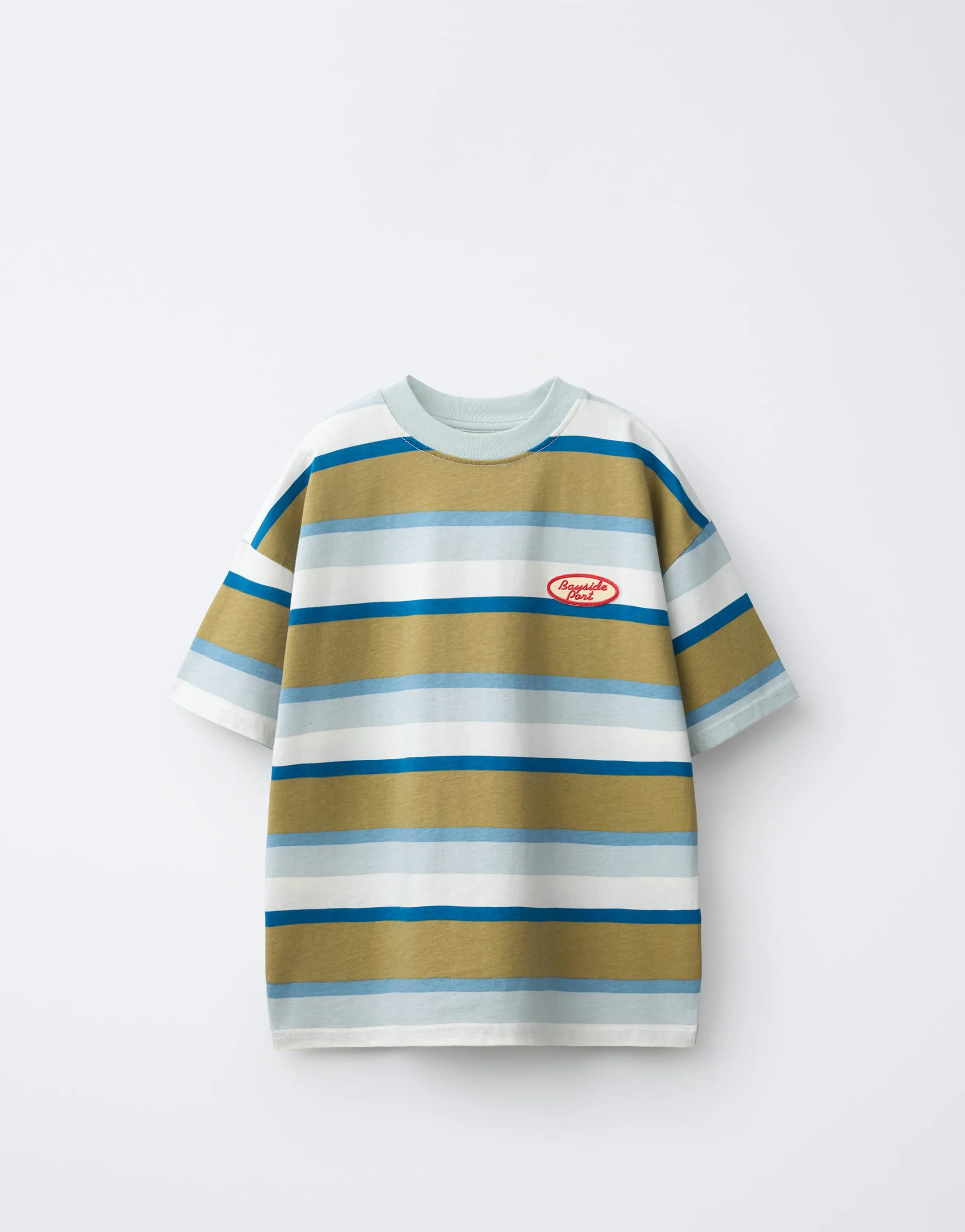 STRIPE PRINT PATCH T-SHIRT