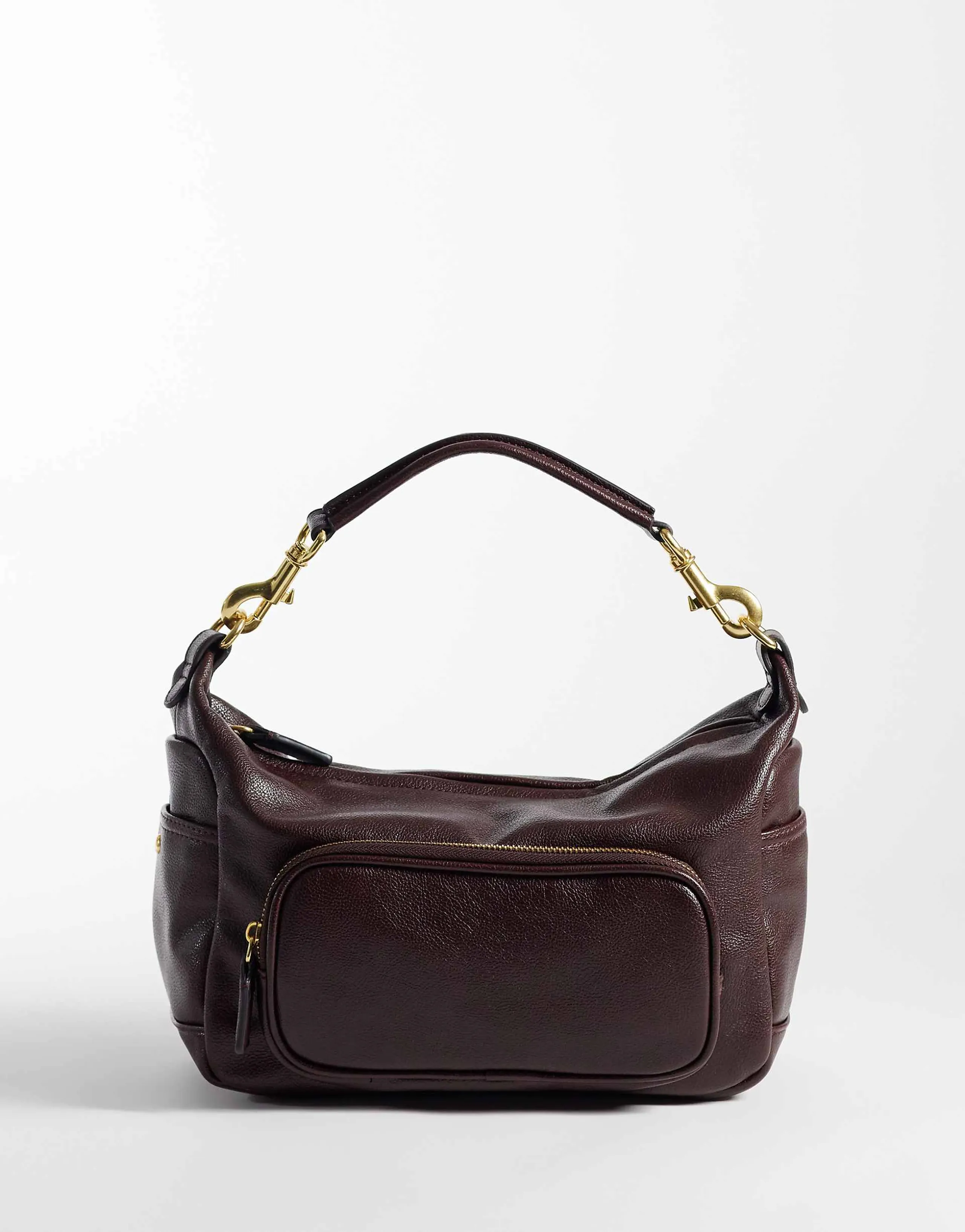Mango pocket detail shoulder bag in burgundy