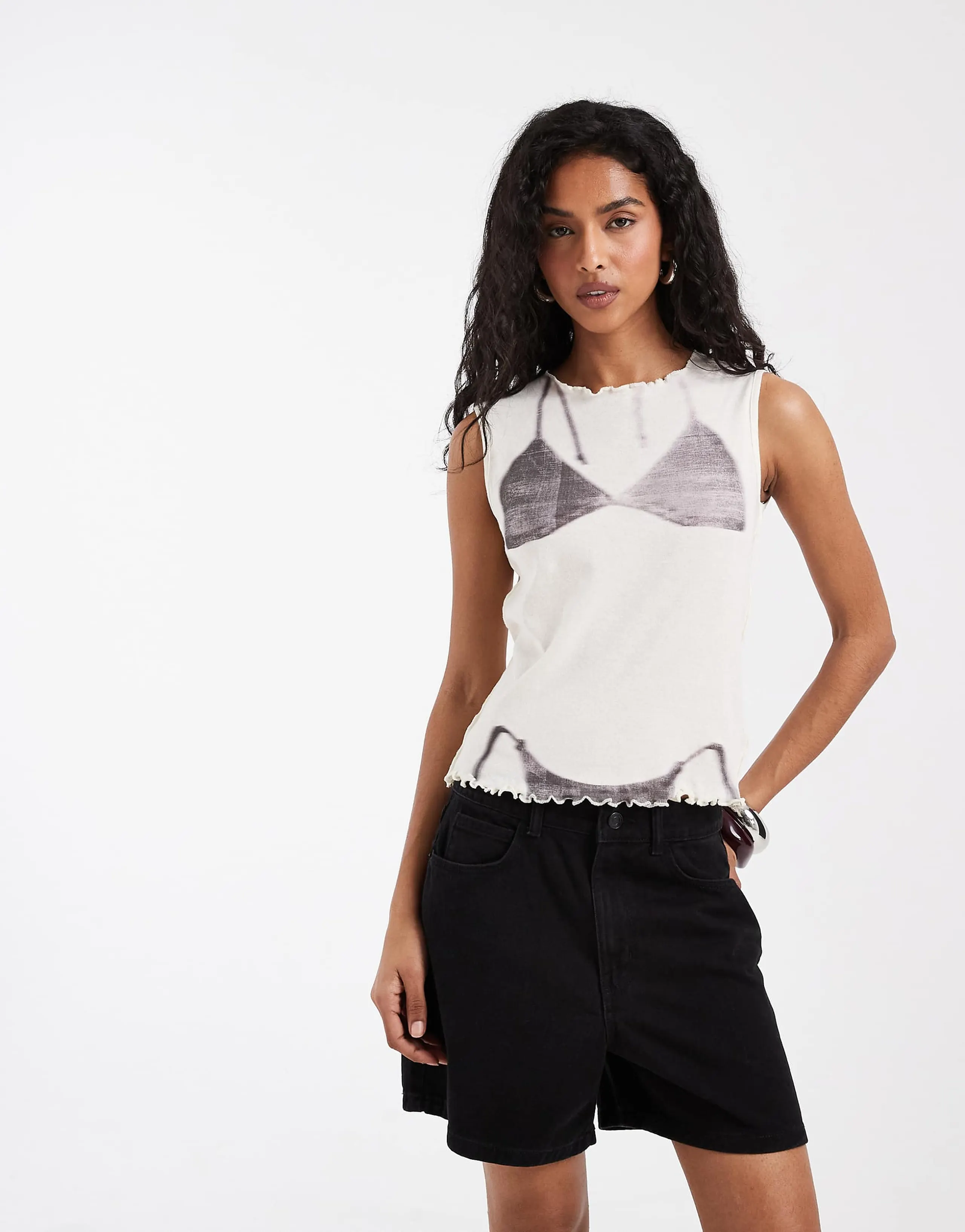 Vero Moda Kirsa high waist loose fit denim shorts in black wash