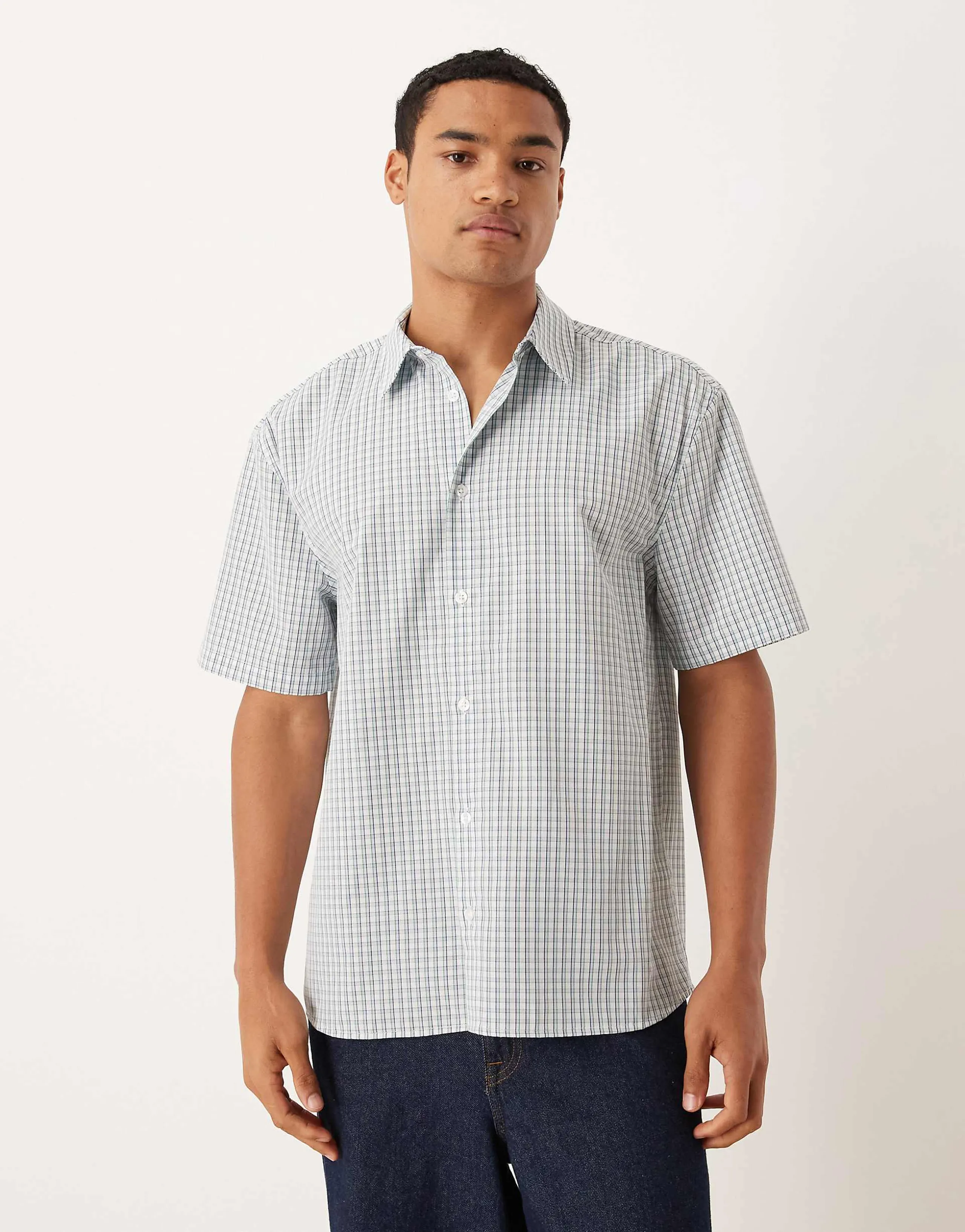 ASOS DESIGN relaxed shirt in blue plaid