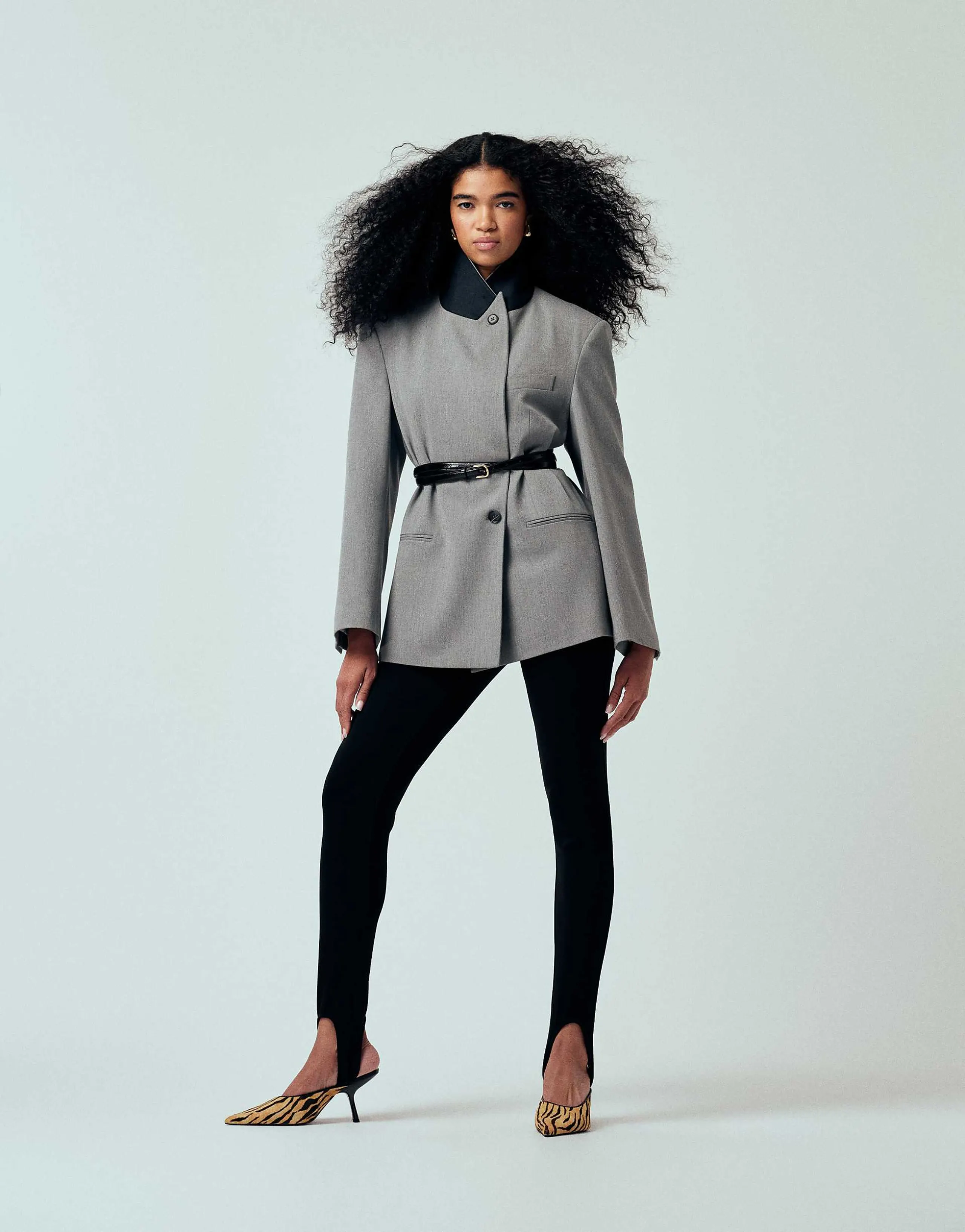 ASOS DESIGN oversized contrast collar blazer in heather gray