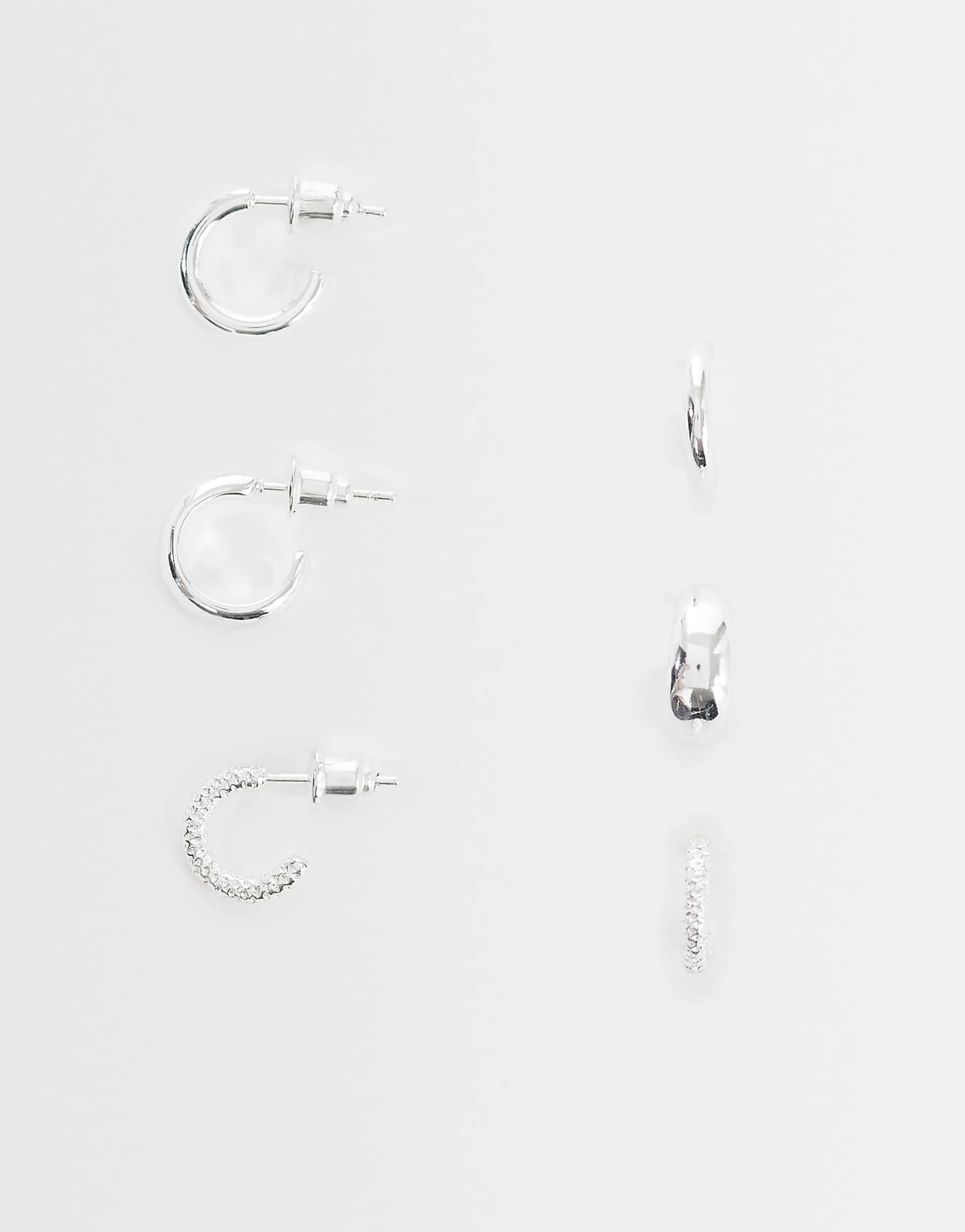 Accessorize Z 3 pack chunky hoops in silver plated