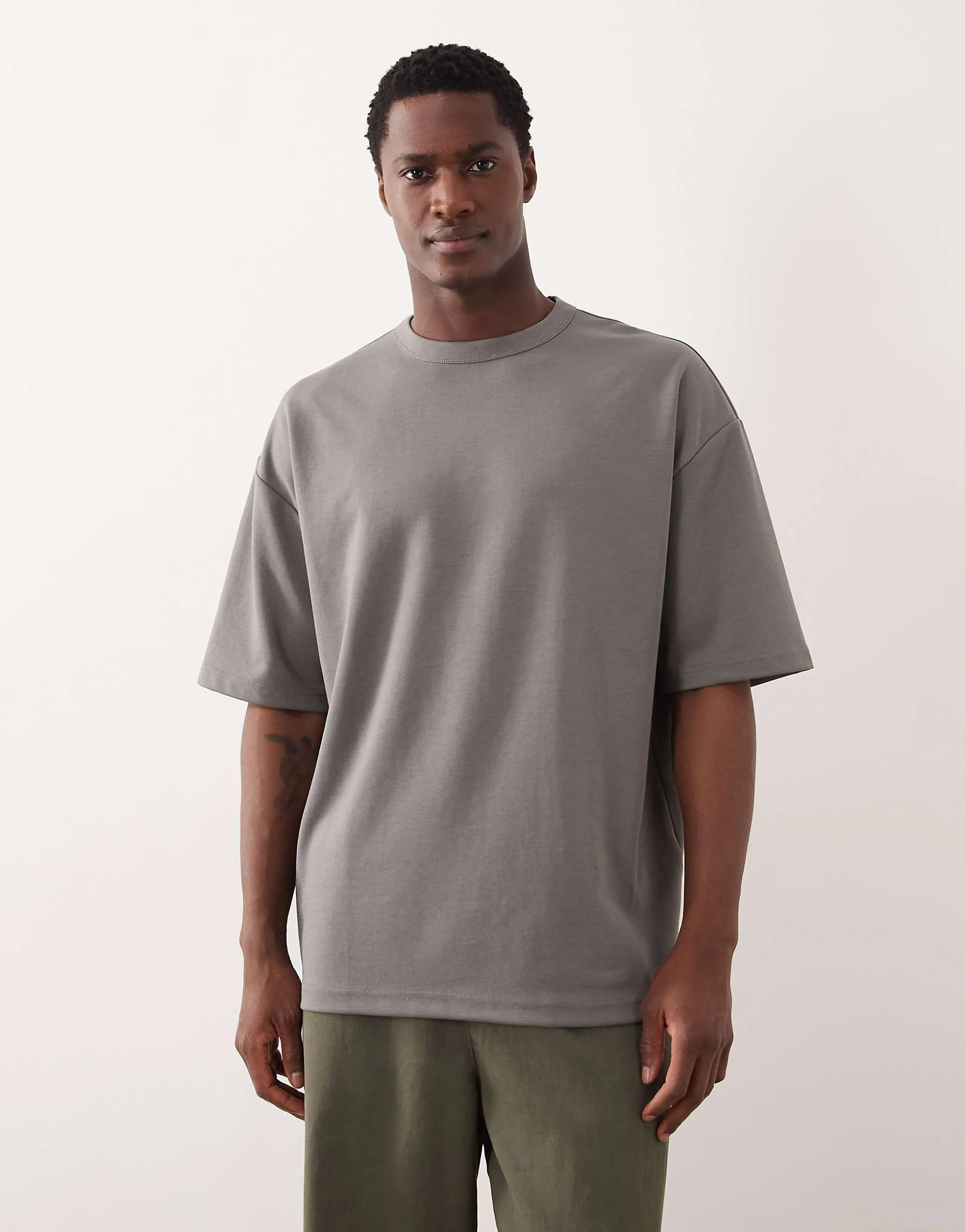 ASOS DESIGN breatheMAX™ heavyweight oversized T-shirt in charcoal cotton blend