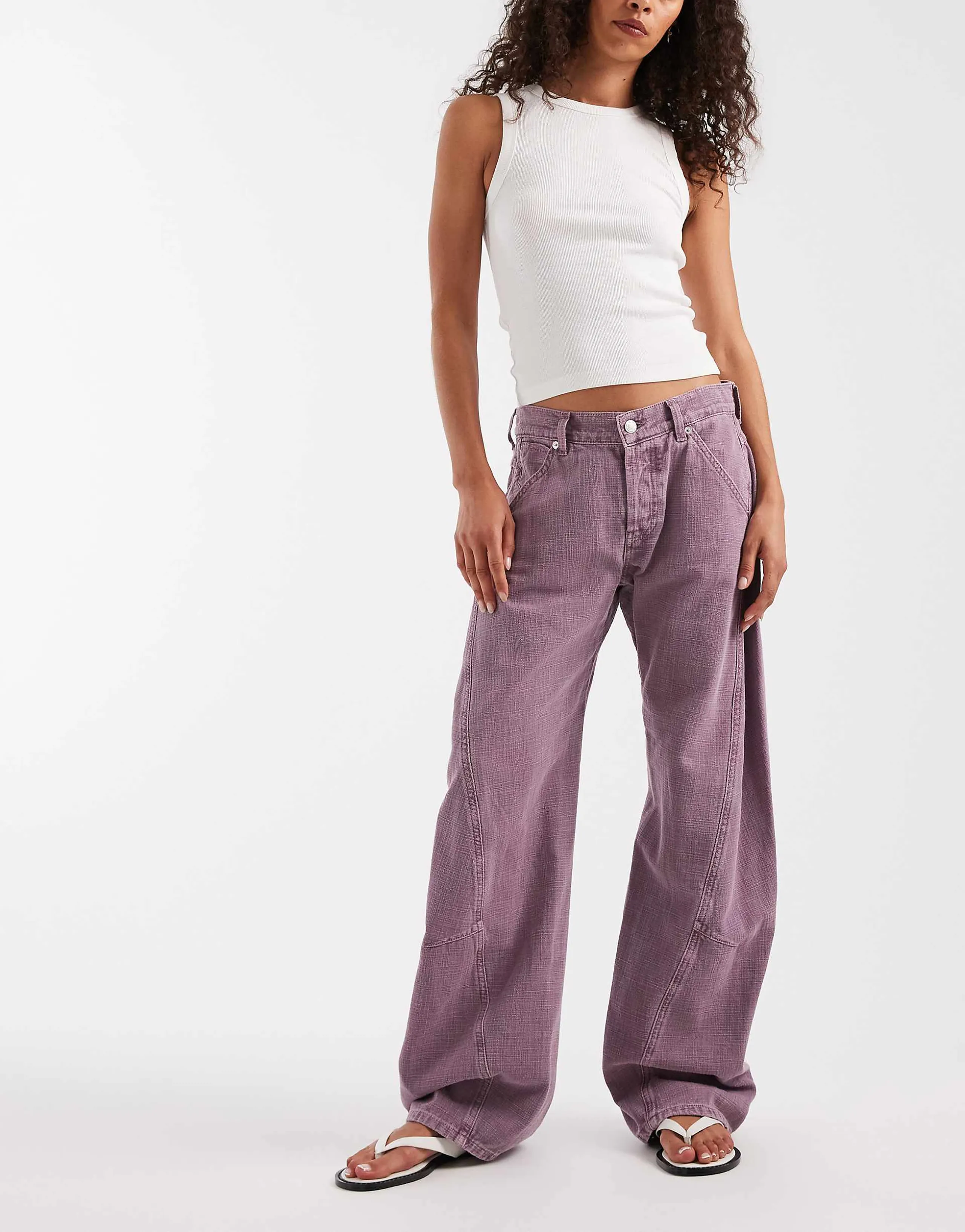 Free People Highland low rise bowed jeans in cool violet