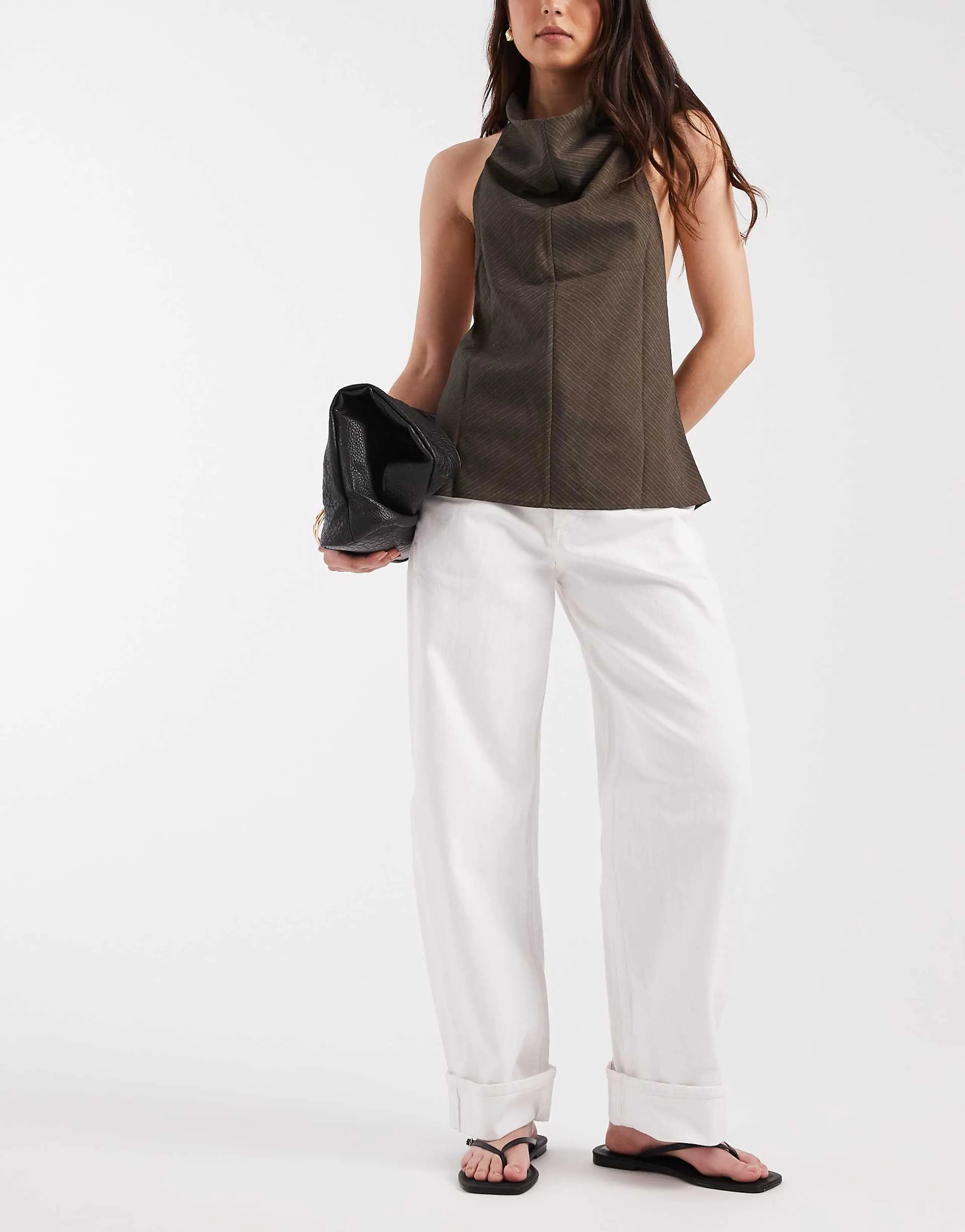 & Other Stories balloon fit jeans with cuffed hem in white