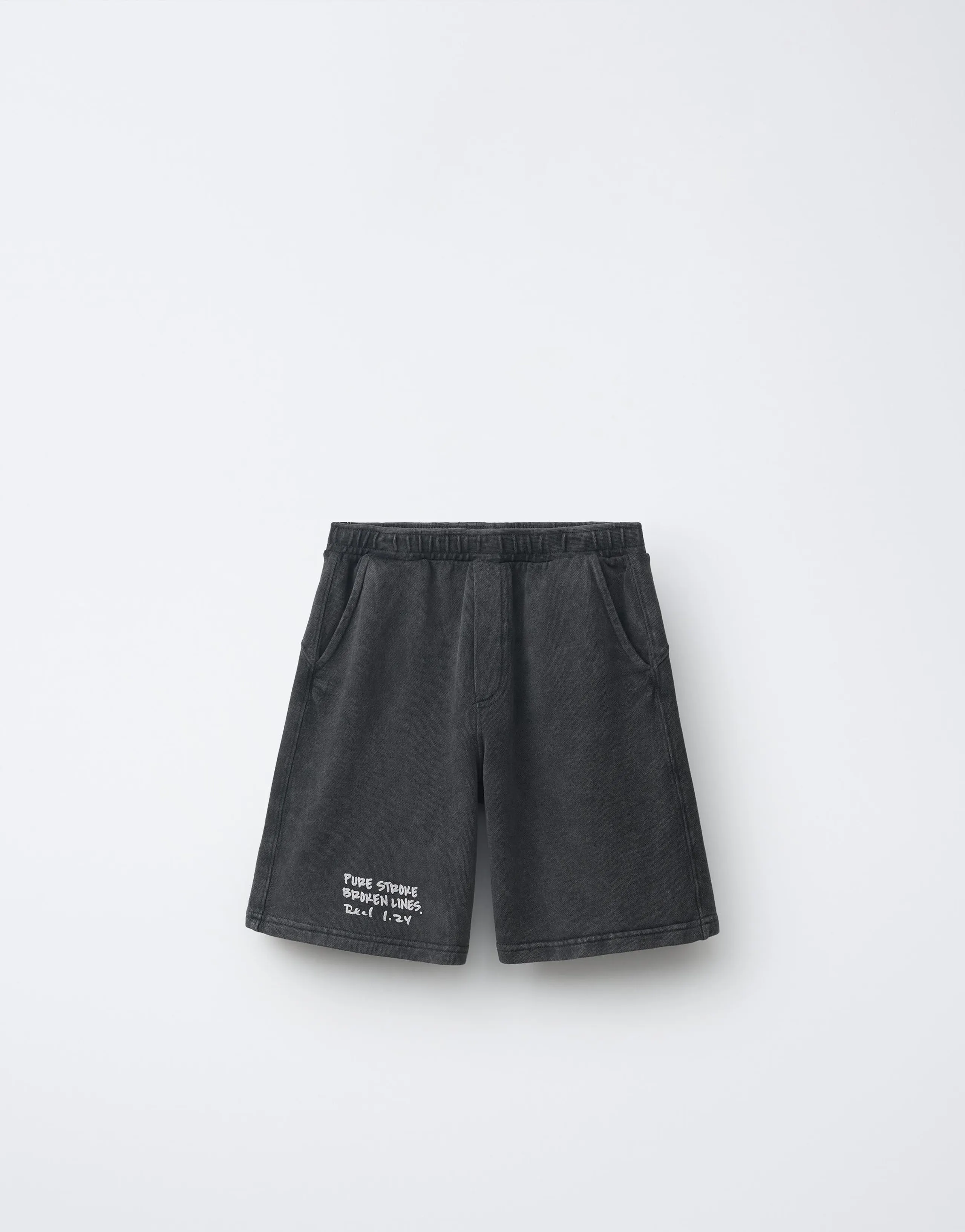 FADED-EFFECT TEXT BERMUDA SHORTS