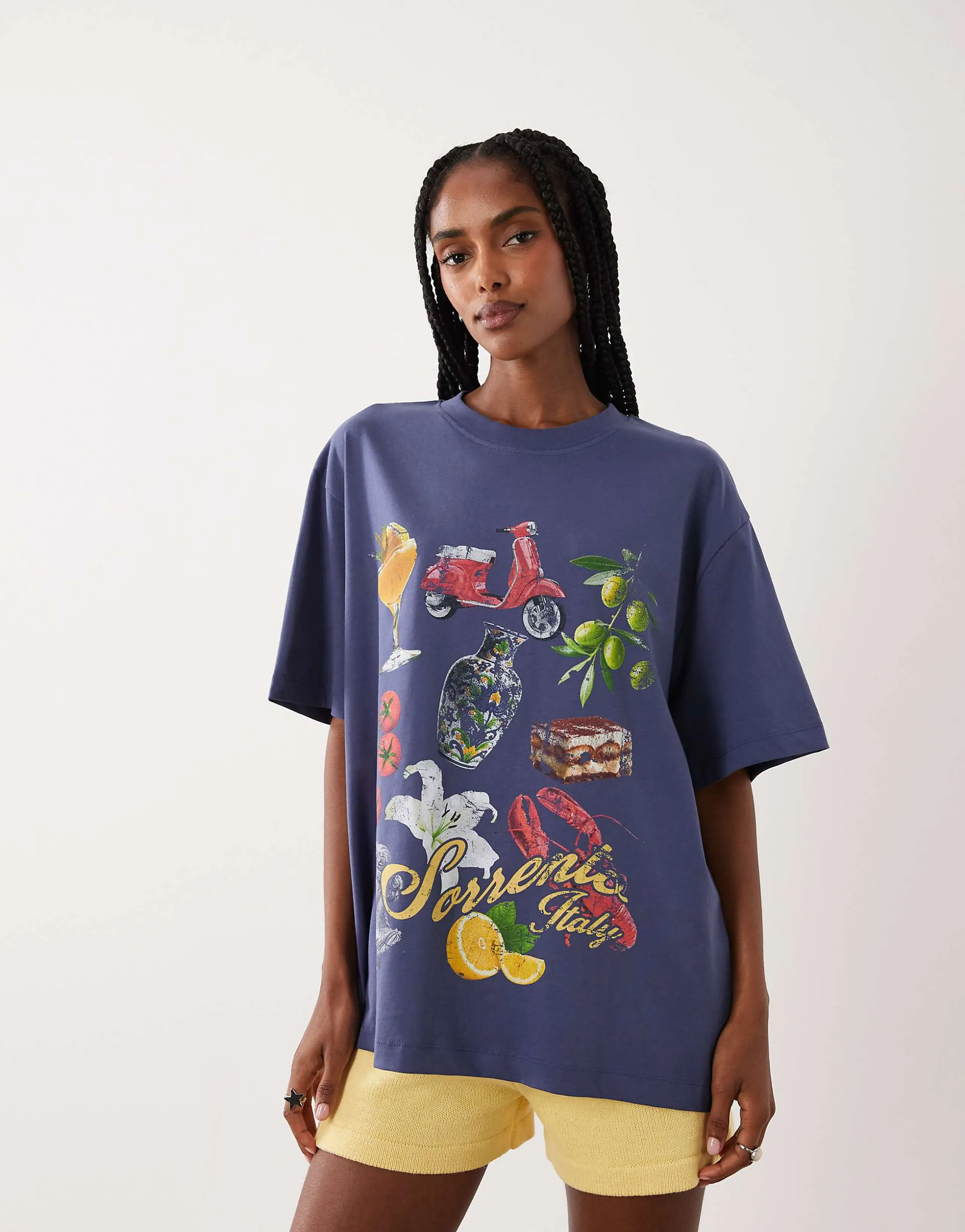 ASOS DESIGN oversized T-shirt with Sorrento essentials graphic in blue