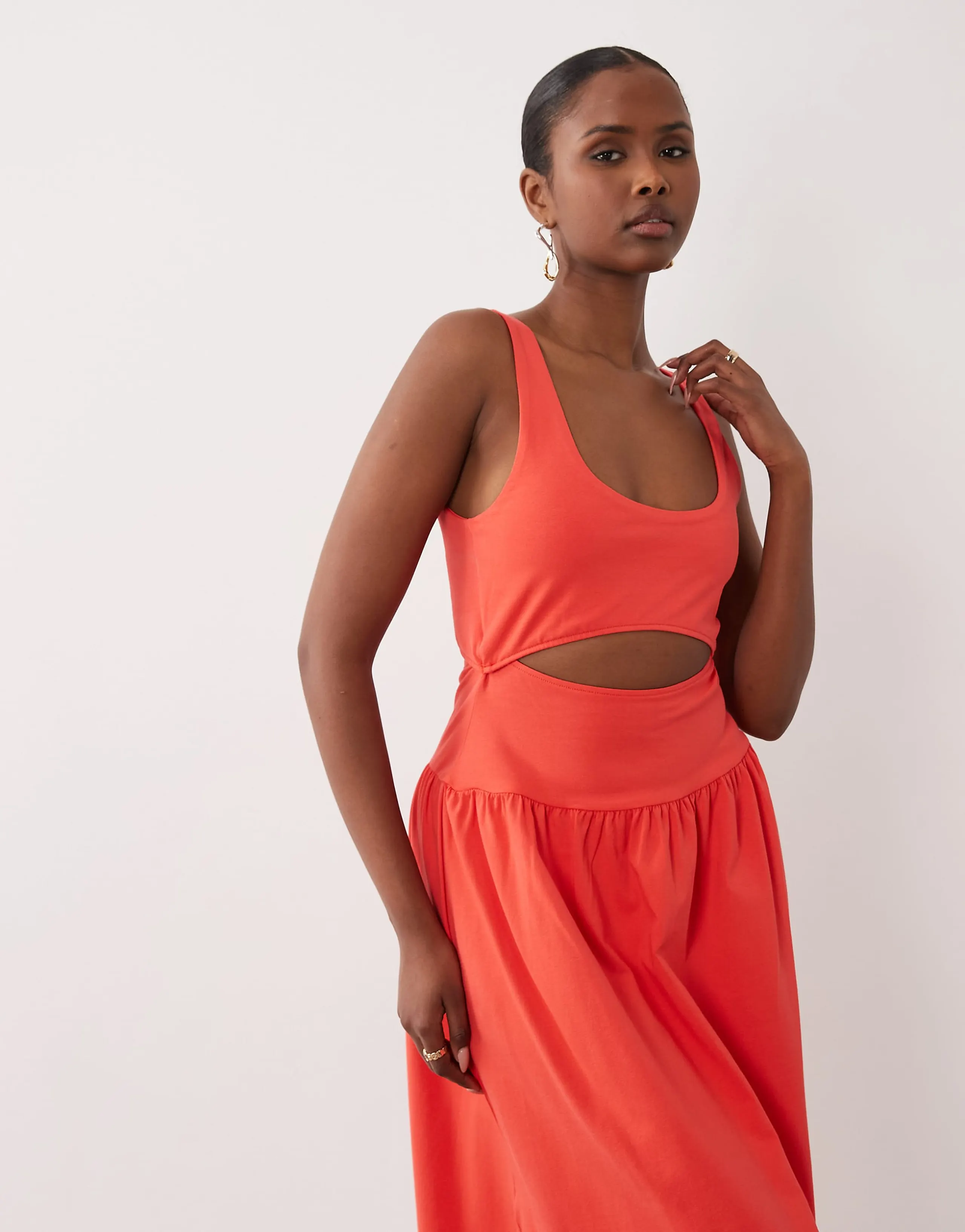 ASOS DESIGN cut out detail midaxi dress in red