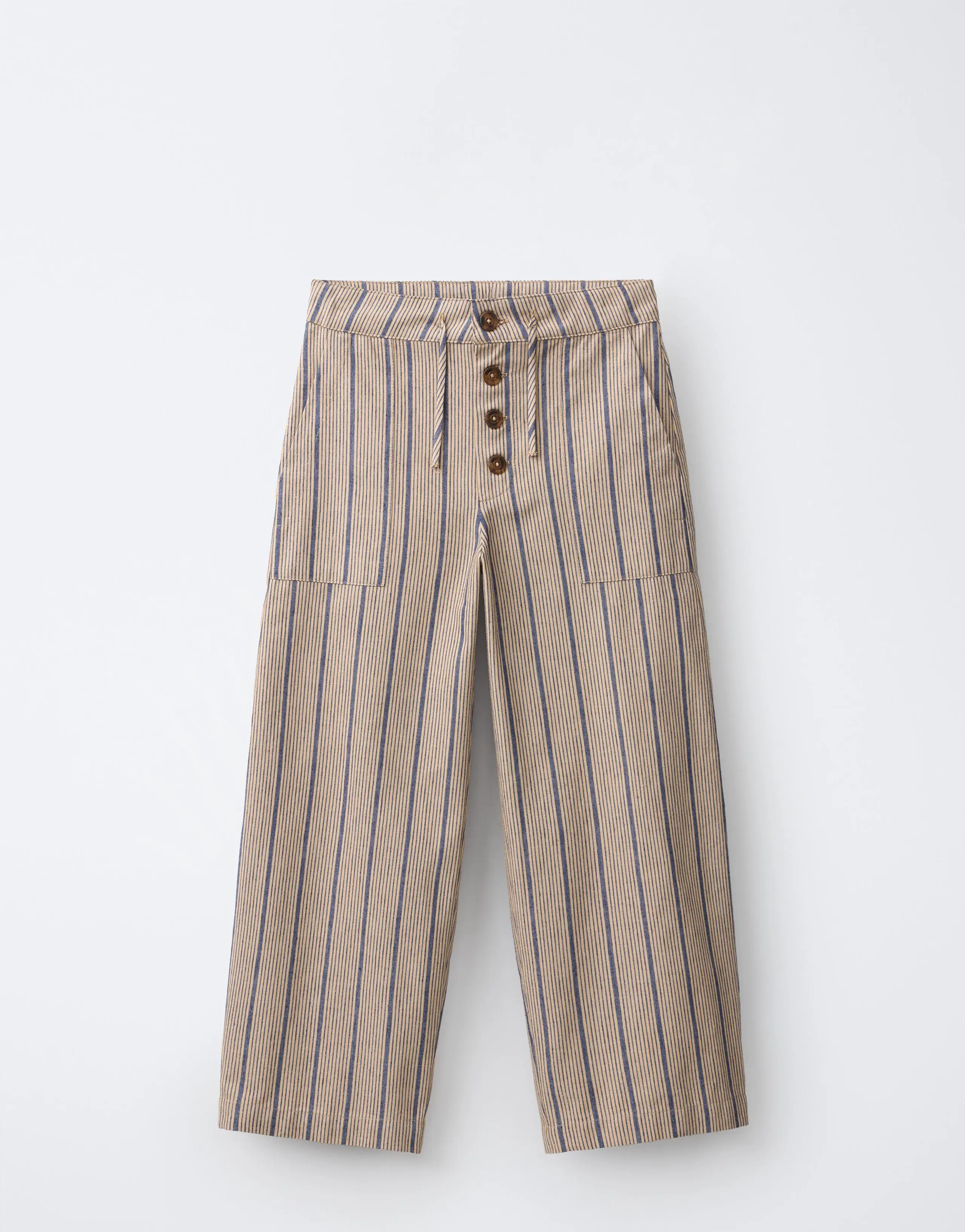 STRIPED LINEN BLEND BALLOON TROUSERS