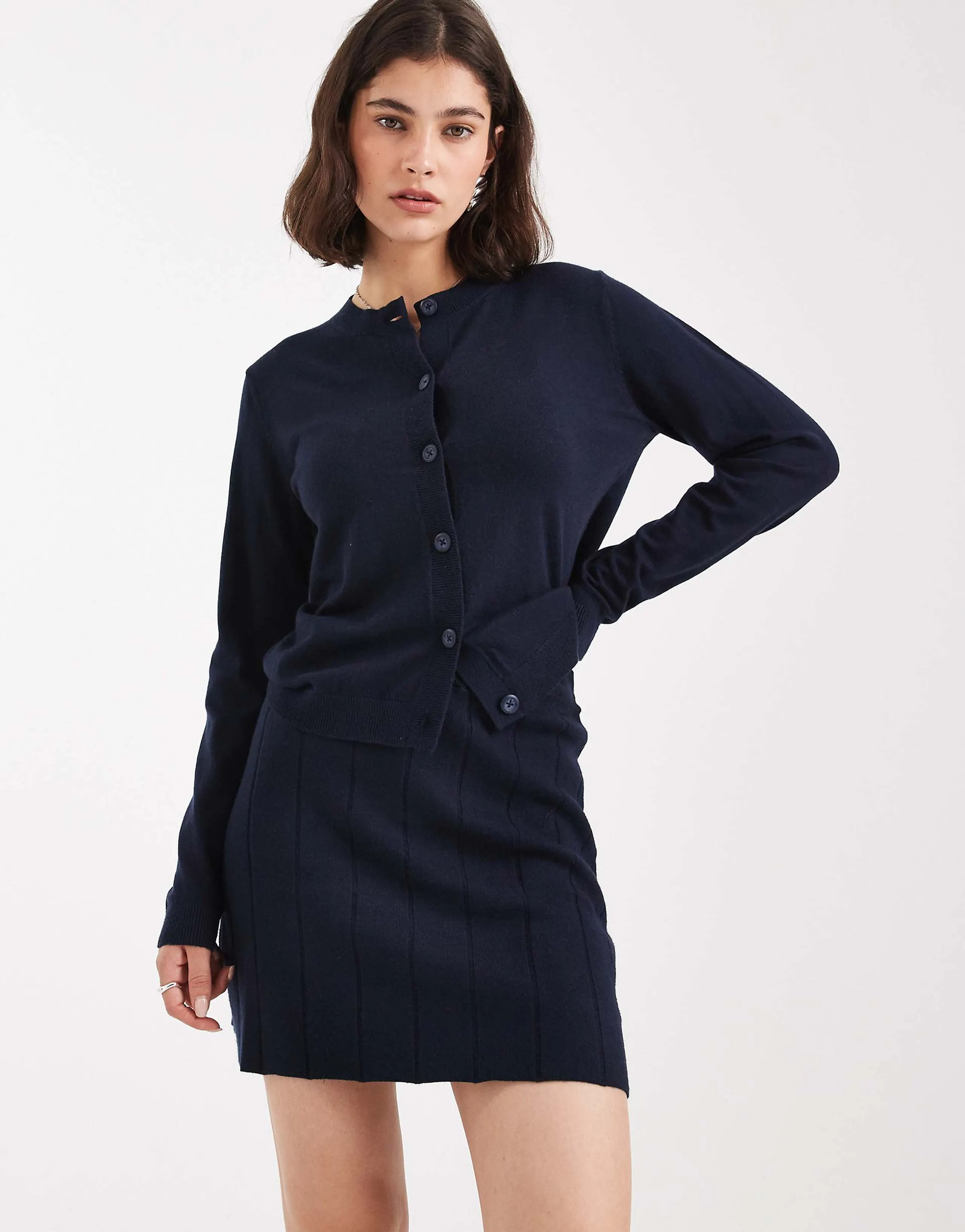 Object fine gauge knit mini skirt in navy - part of a set