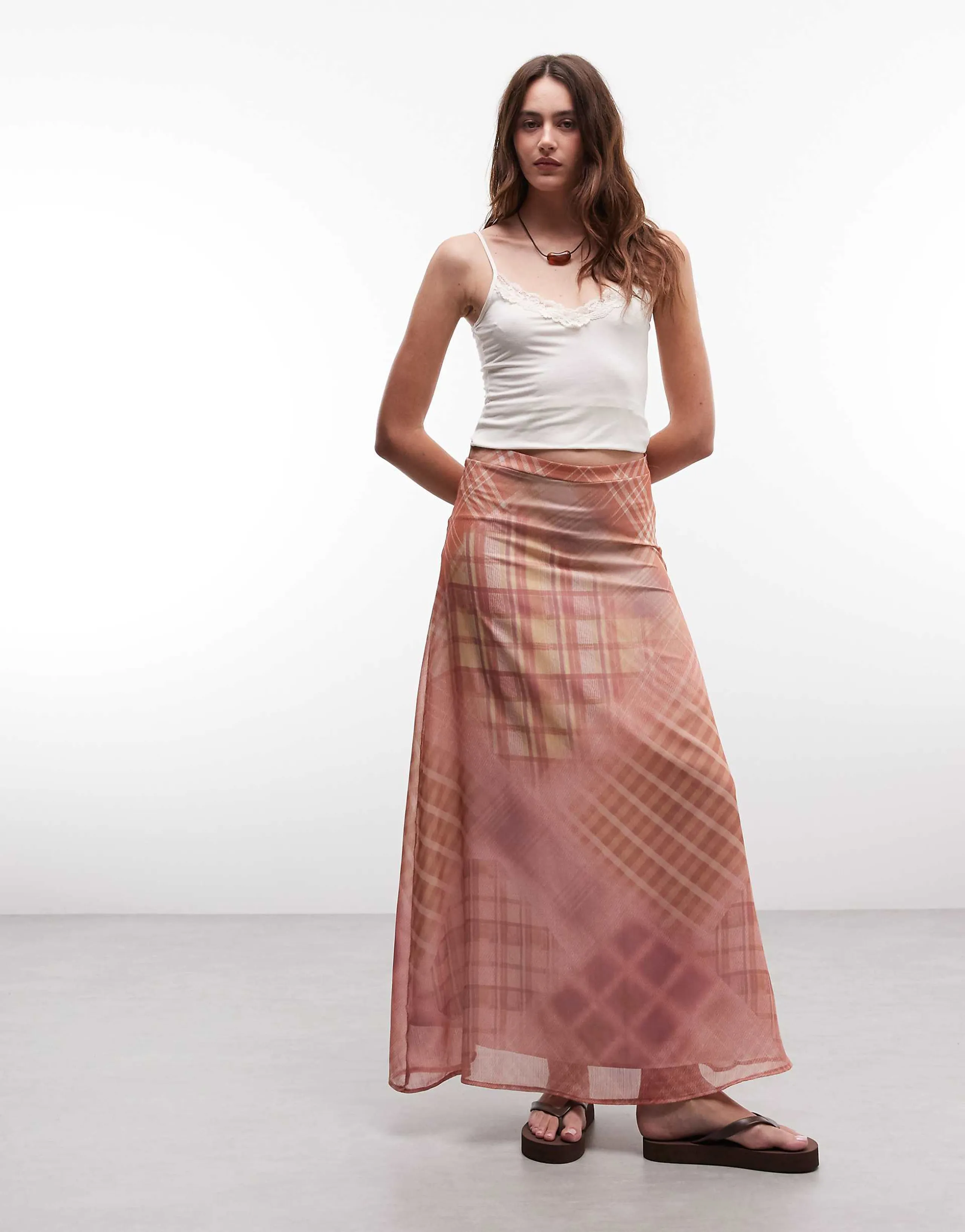 Reclaimed Vintage maxi skirt in spliced plaid