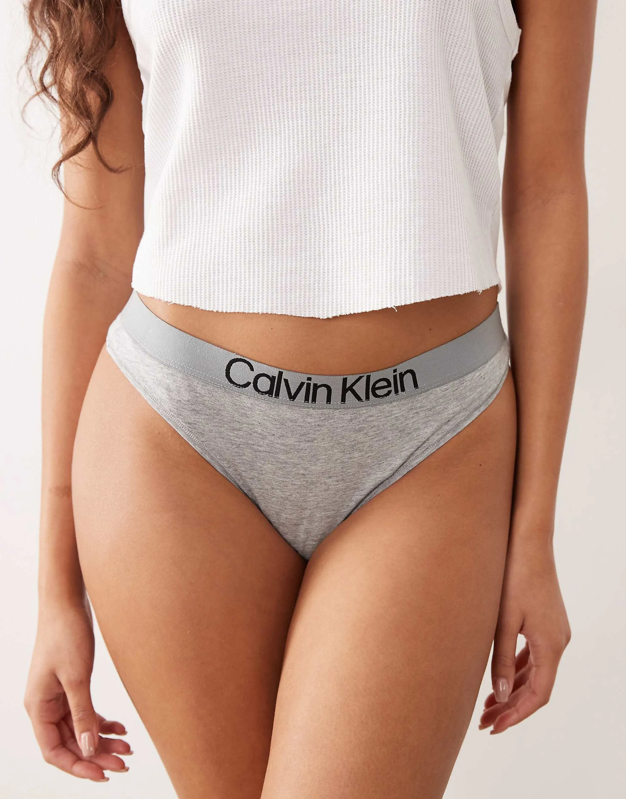 Calvin Klein Extra Soft Cotton thong in gray