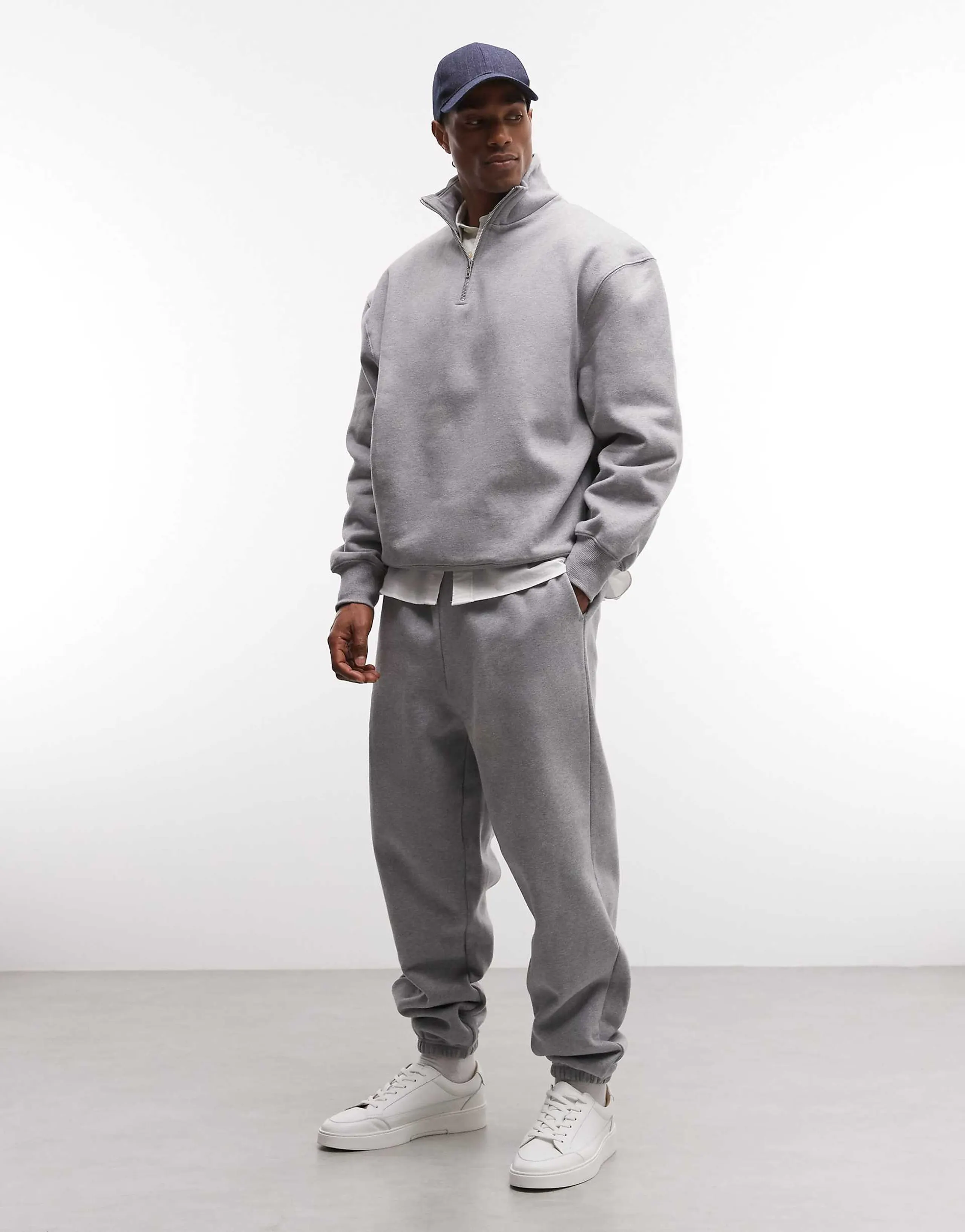 ASOS DESIGN premium heavy weight oversized sweatpants 400gsm in heather gray  