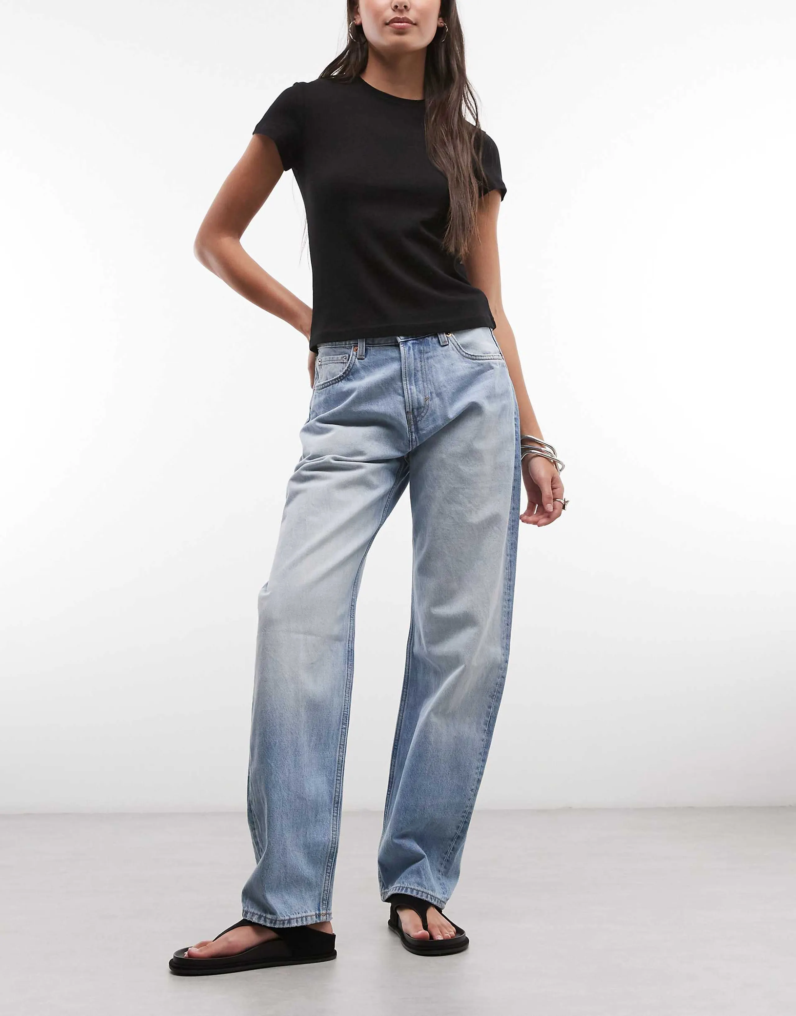 Weekday barrel leg jeans in light blue wash