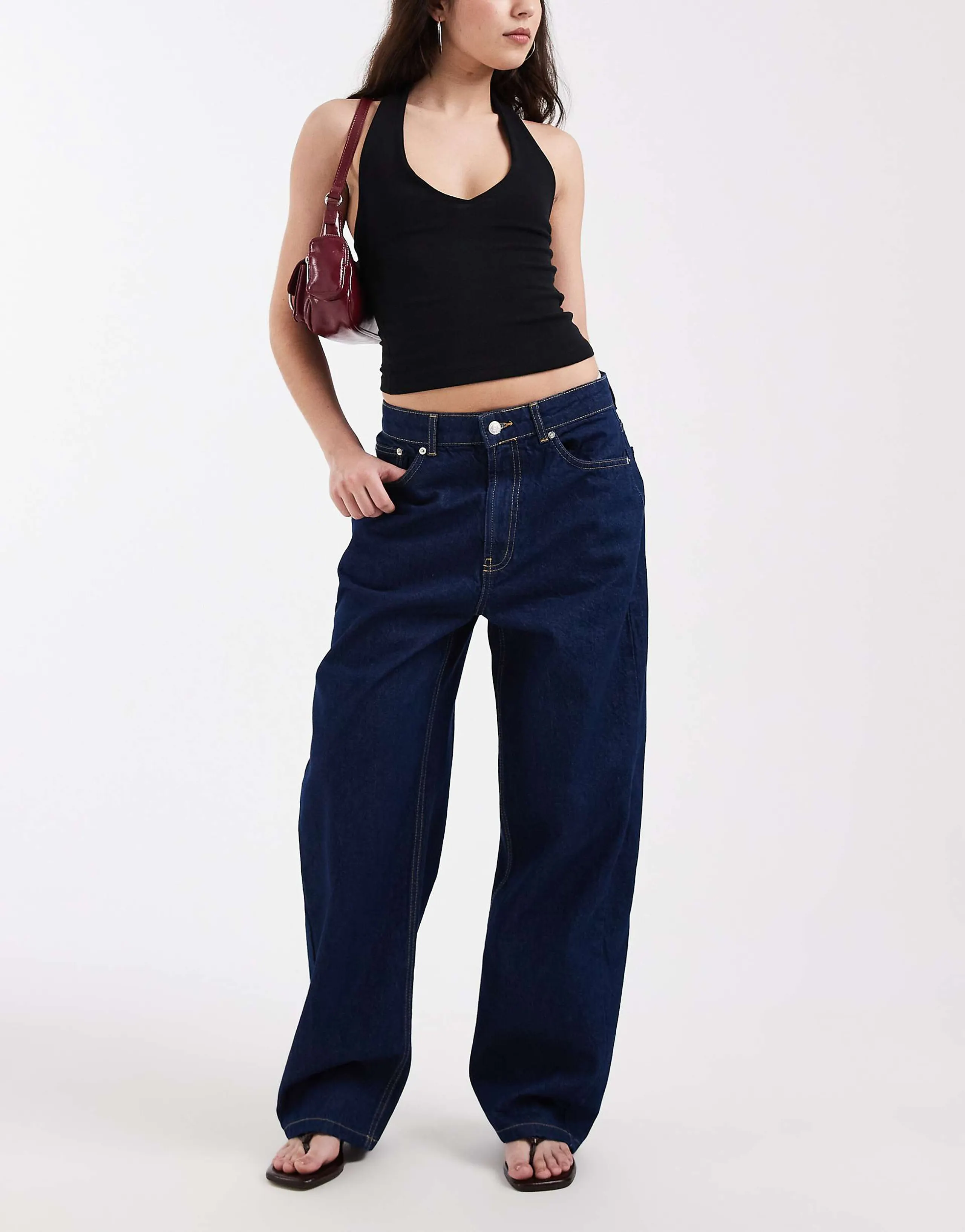ASOS DESIGN slim barrel jeans in rinse wash 