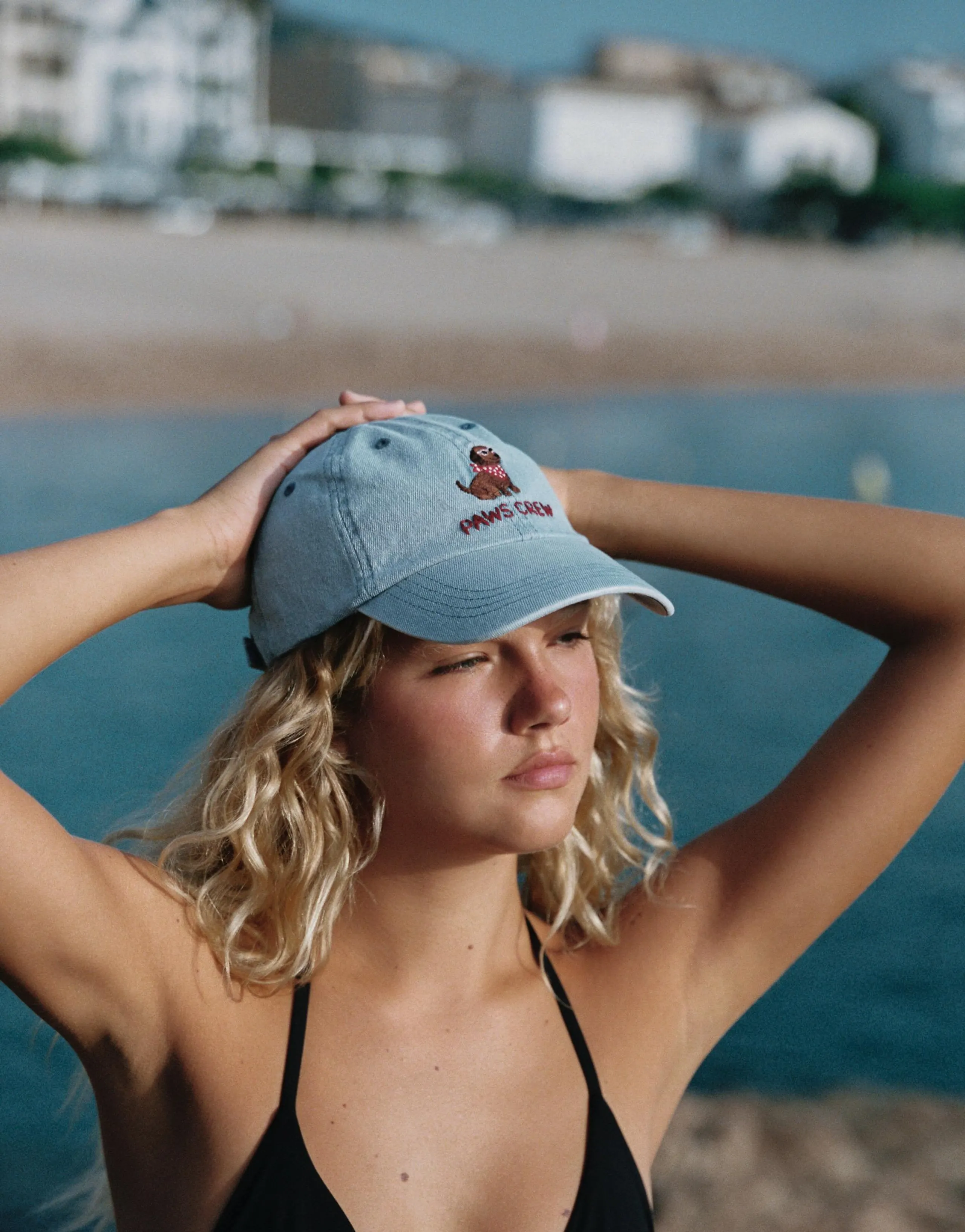 DENIM DOG TEXT CAP