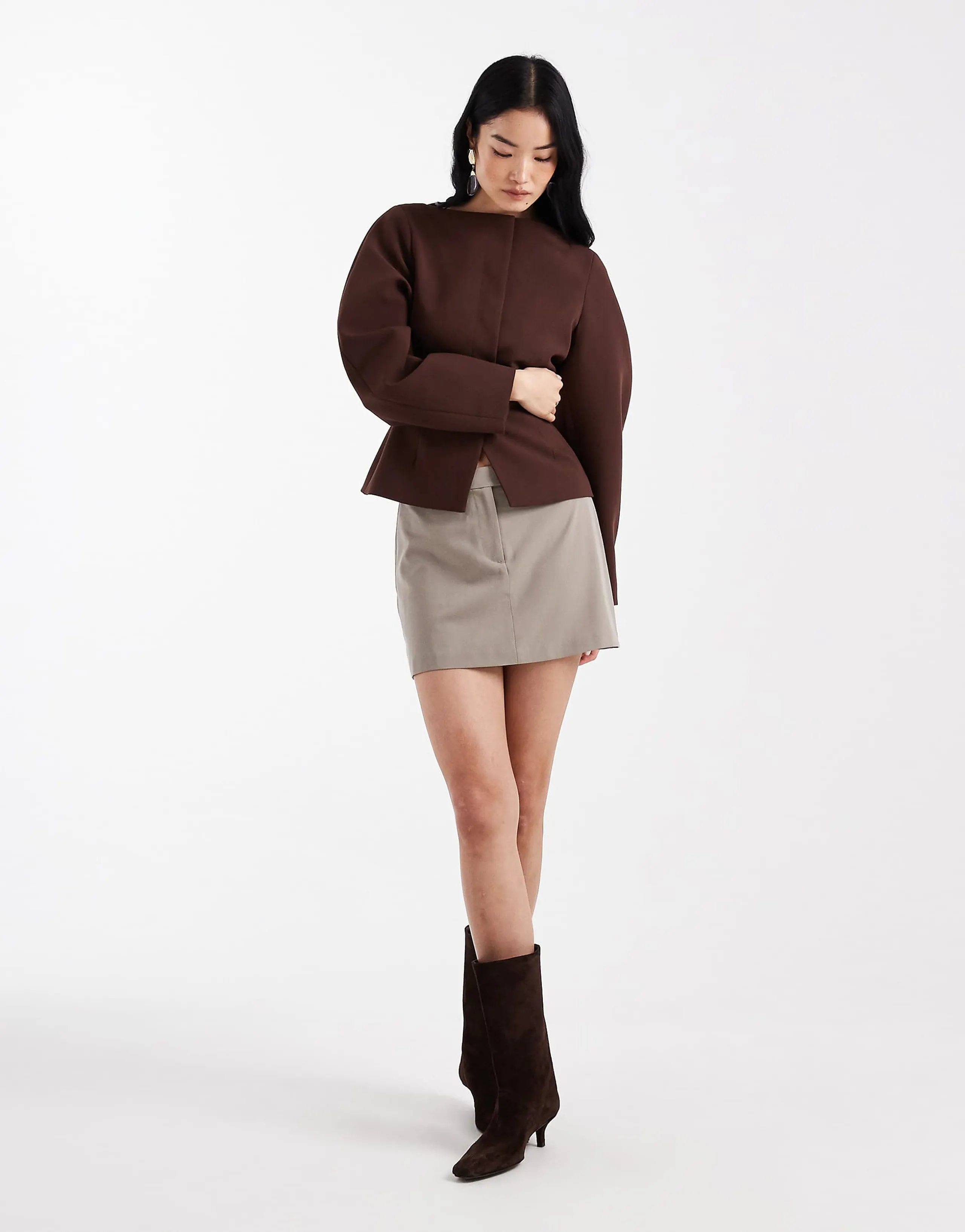 ASOS DESIGN pelmet mini skirt in stone