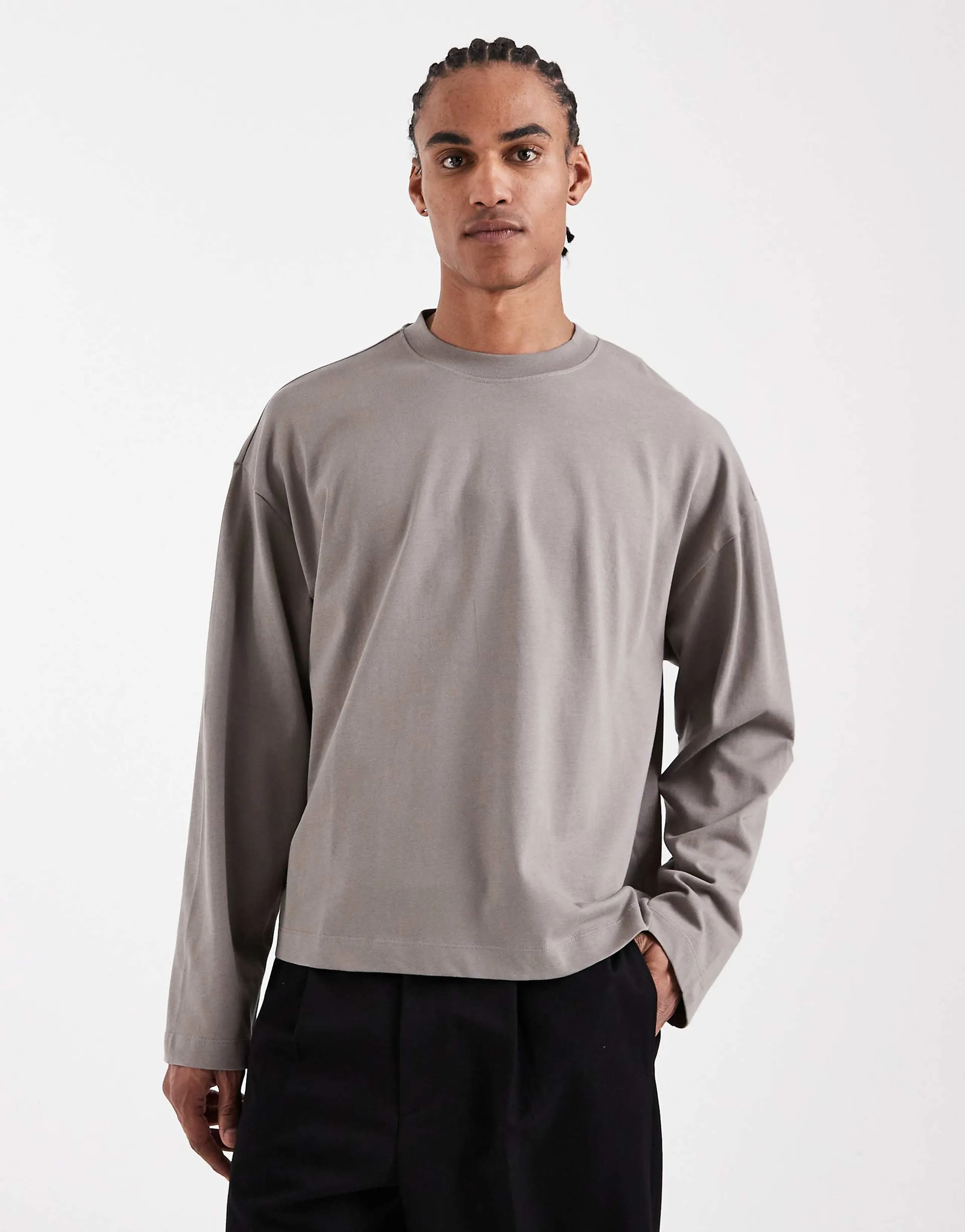 ASOS DESIGN heavyweight boxy oversized t-shirt in gray