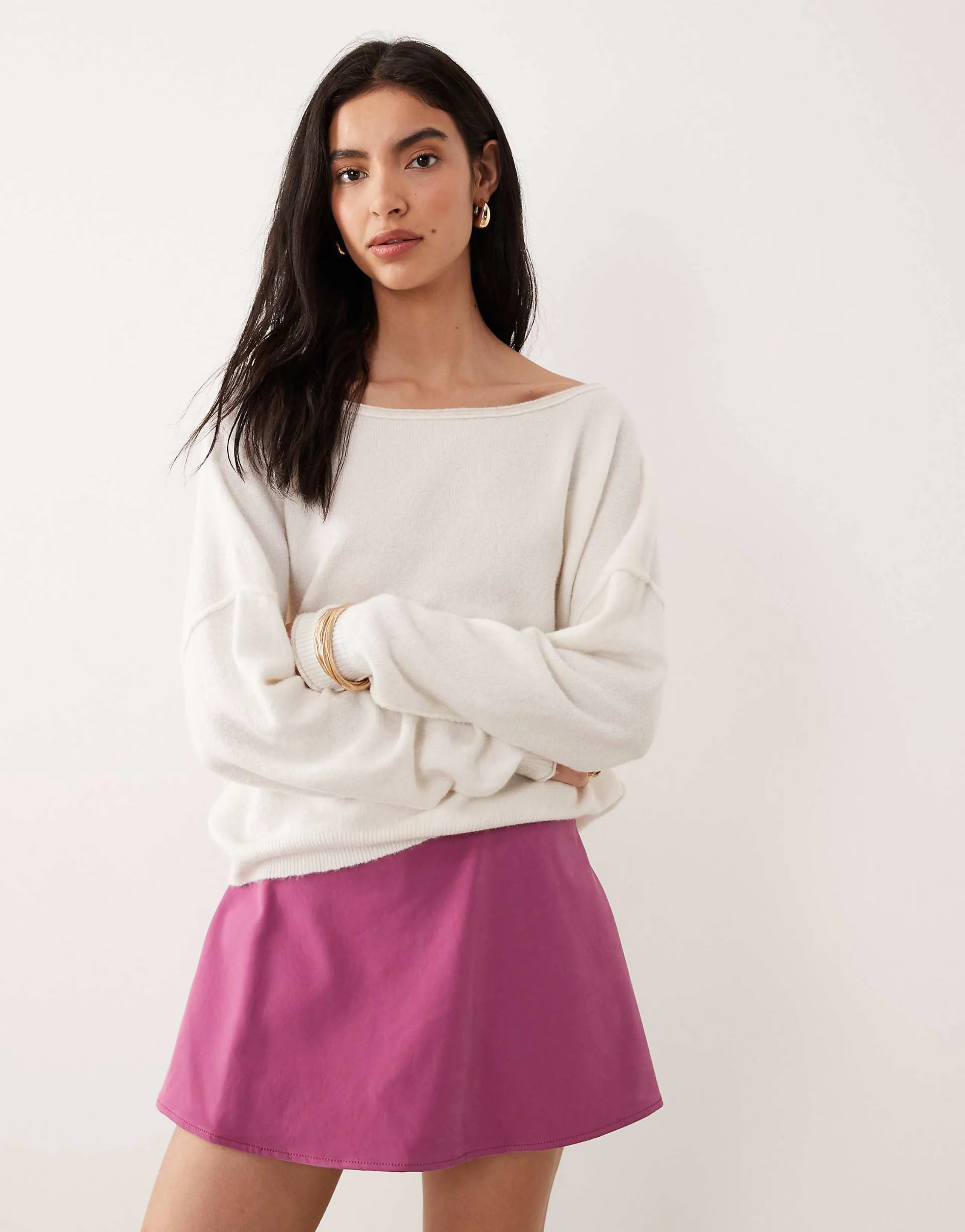 Free People see me sweater in white combo