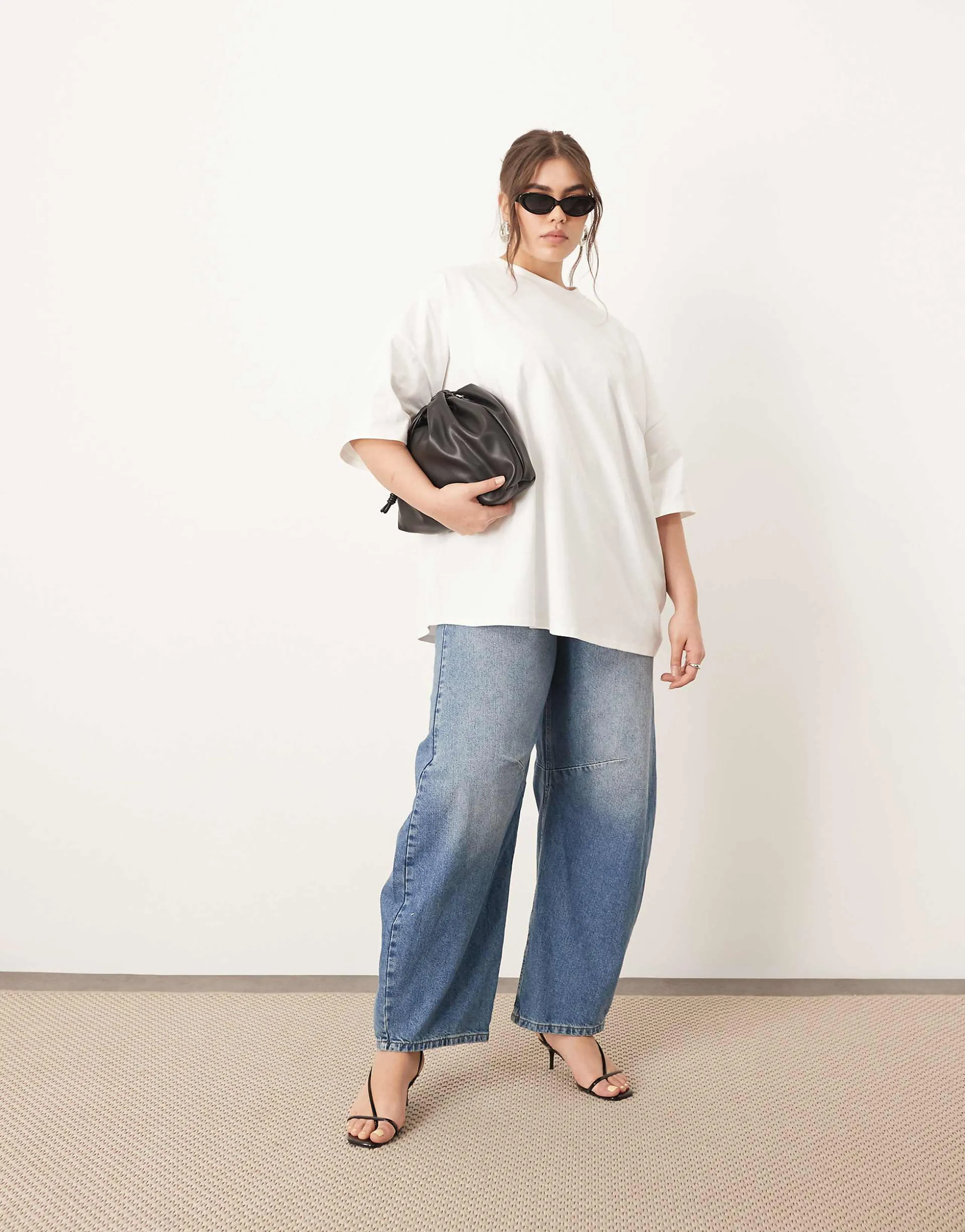 ARRANGE Curve oversized premium heavyweight T-shirt in white