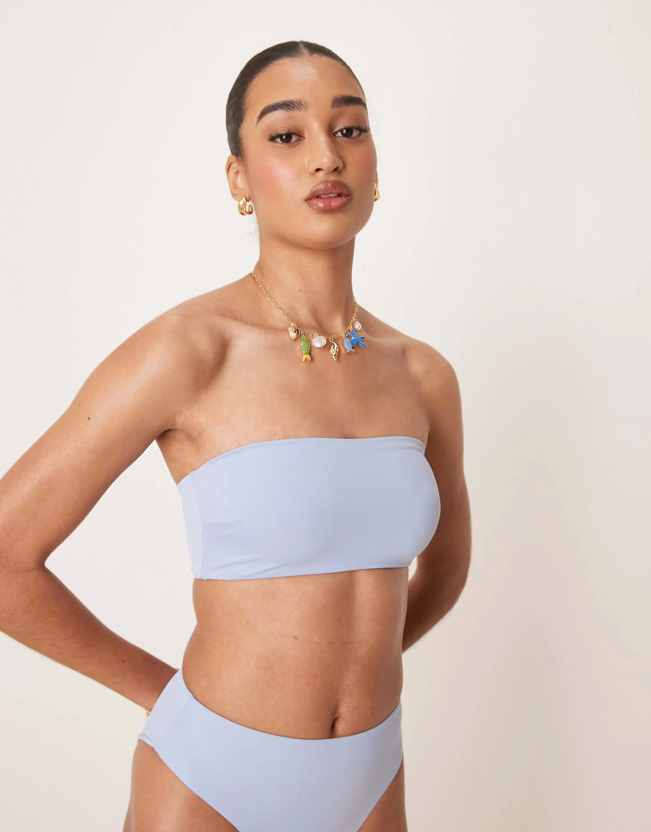 ASOS DESIGN Maya mix and match sleek bandeau bikini top in blue