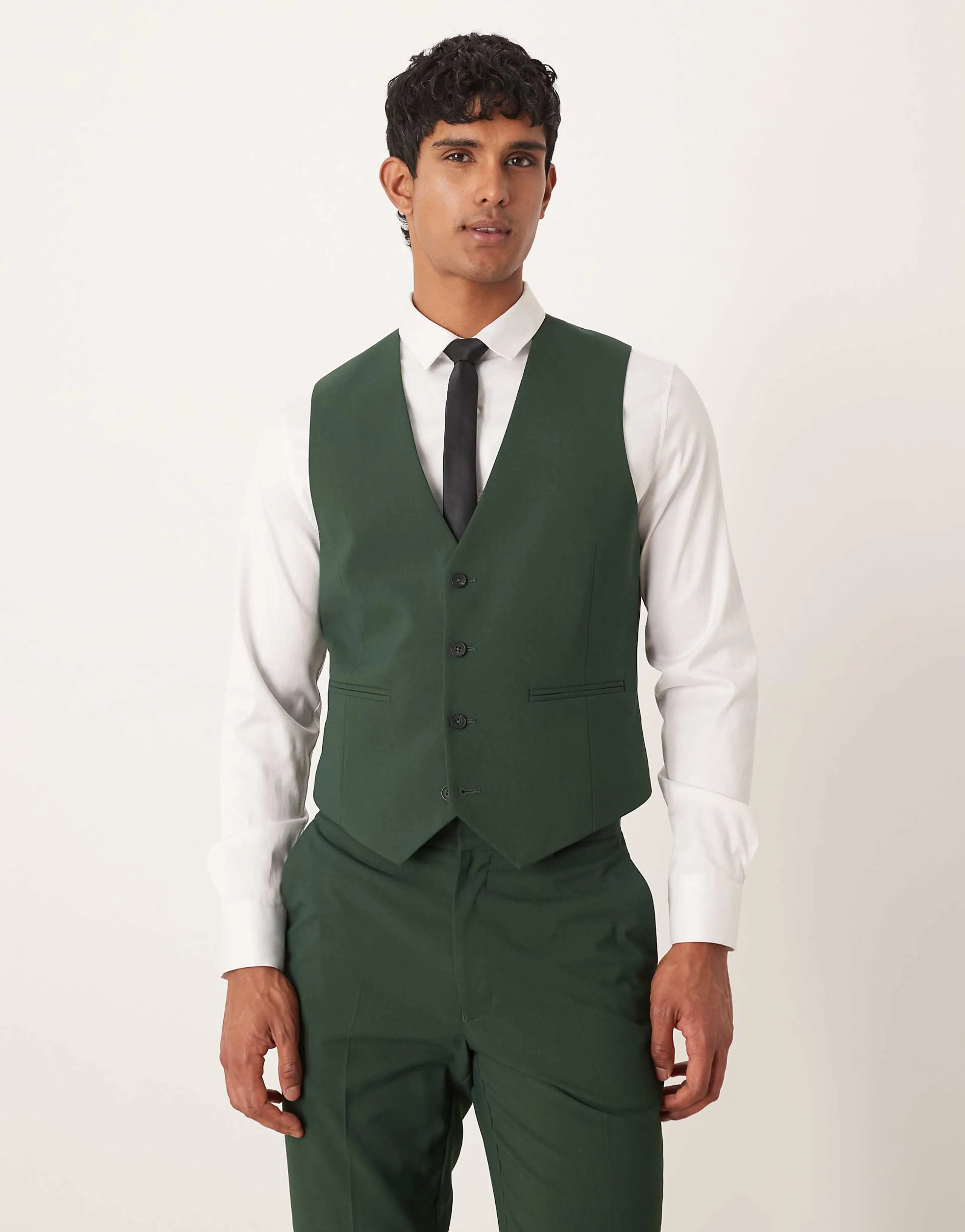 ASOS DESIGN slim suit vest in green