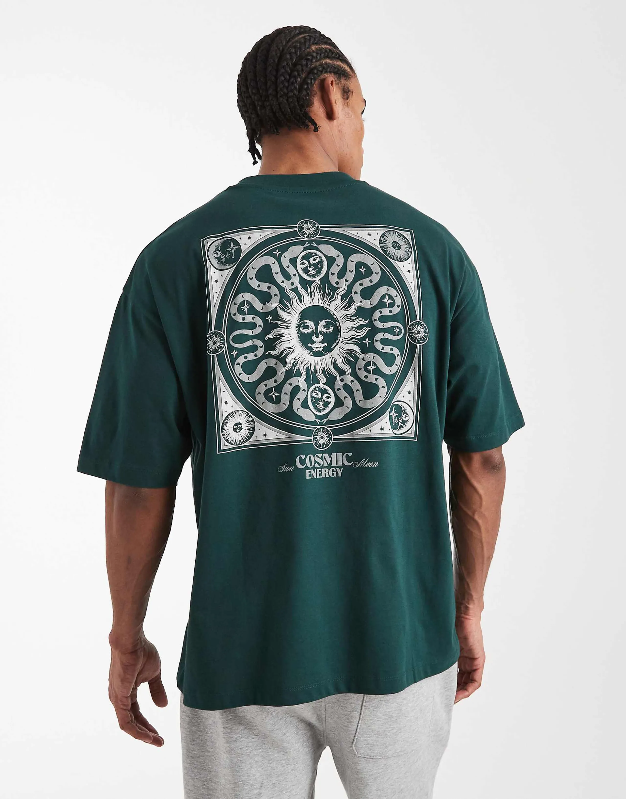 ASOS DESIGN oversized T-shirt with celestial graphic in green